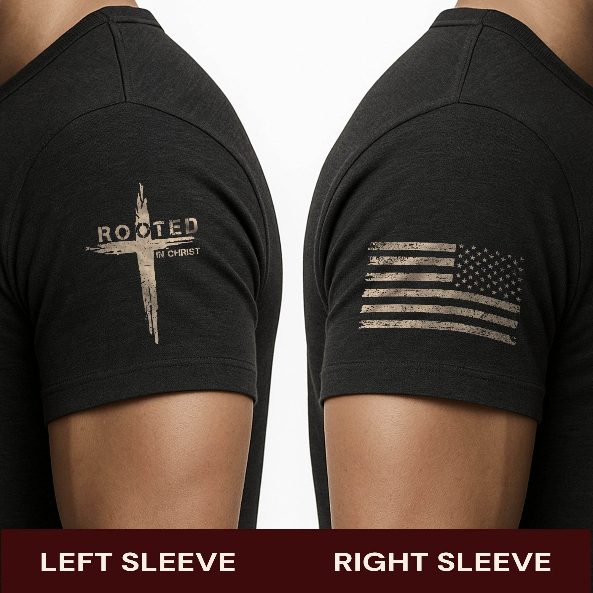 Rooted in Christ Cross & Roots Christian T-Shirt - Rust Field Wear