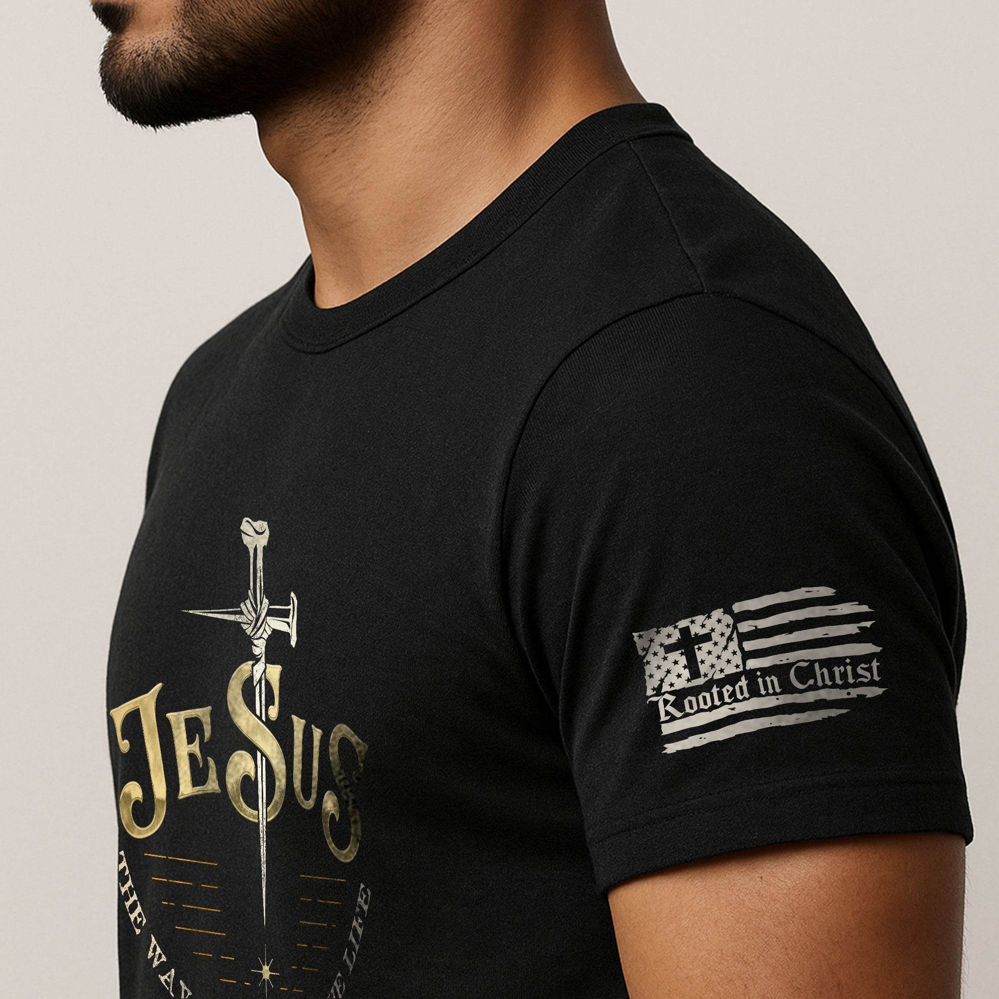 Forged in Faith – JESUS Sword T-Shirt - Rust Field Wear