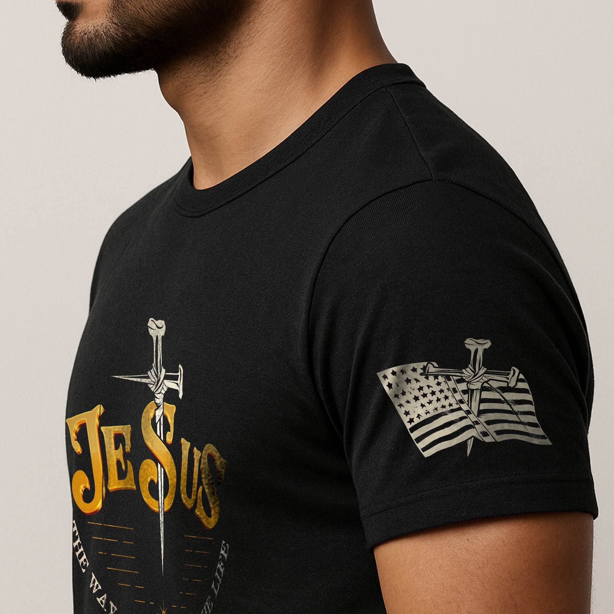 Forged in Faith – JESUS Sword Bold T-Shirt - Rust Field Wear