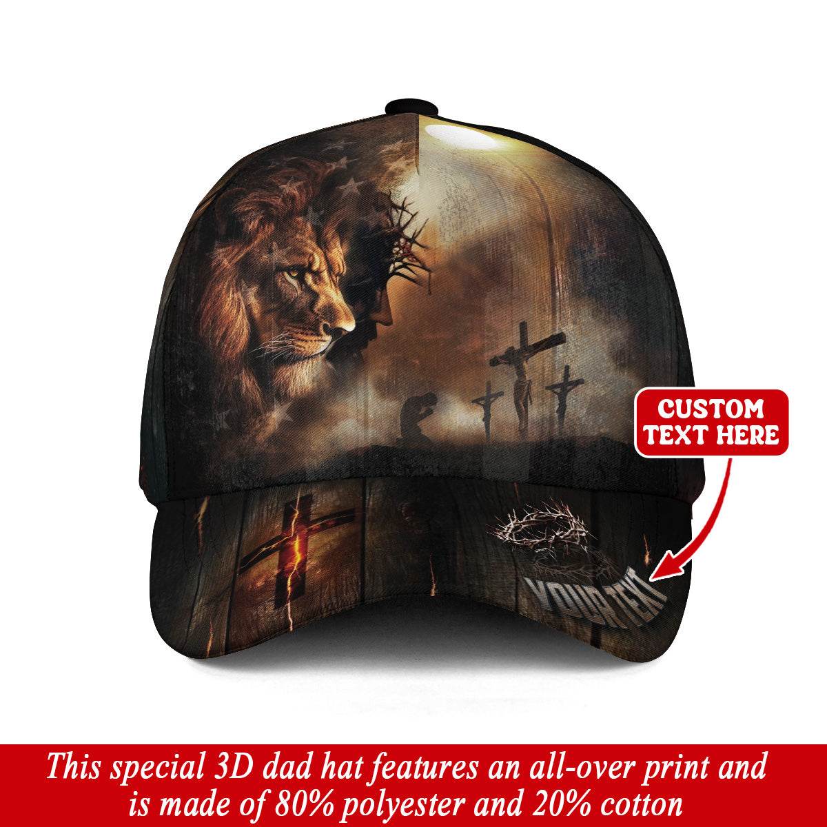 Lion of Judah & The Cross – Bold Christian Faith Customized Hat - Rust Field Wear