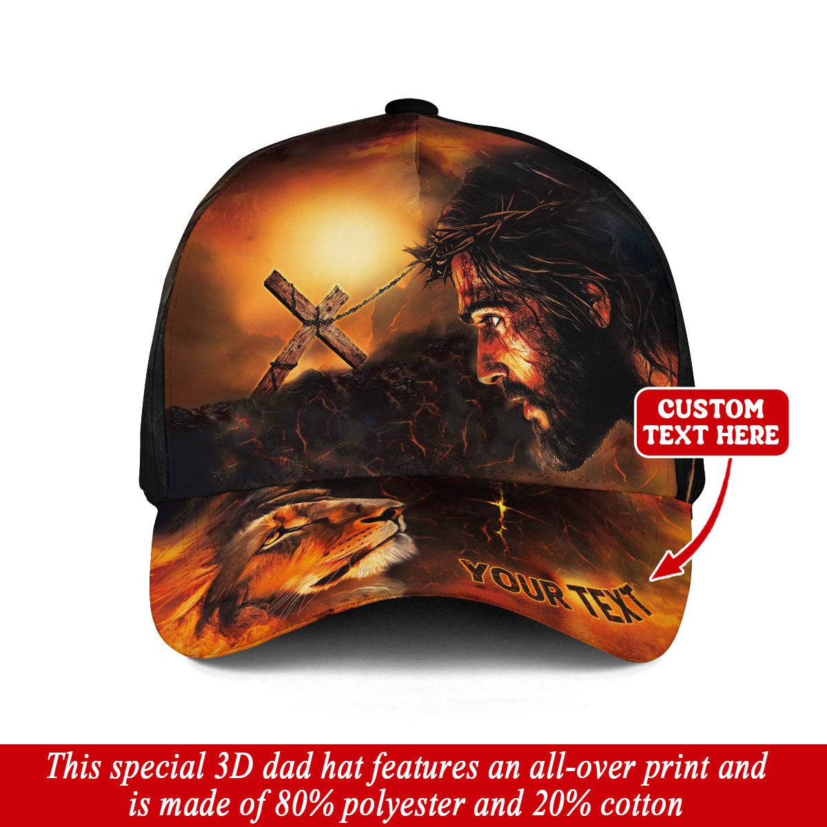 The Cross & The King – Jesus and Lion Christian Customized Hat - Rust Field Wear