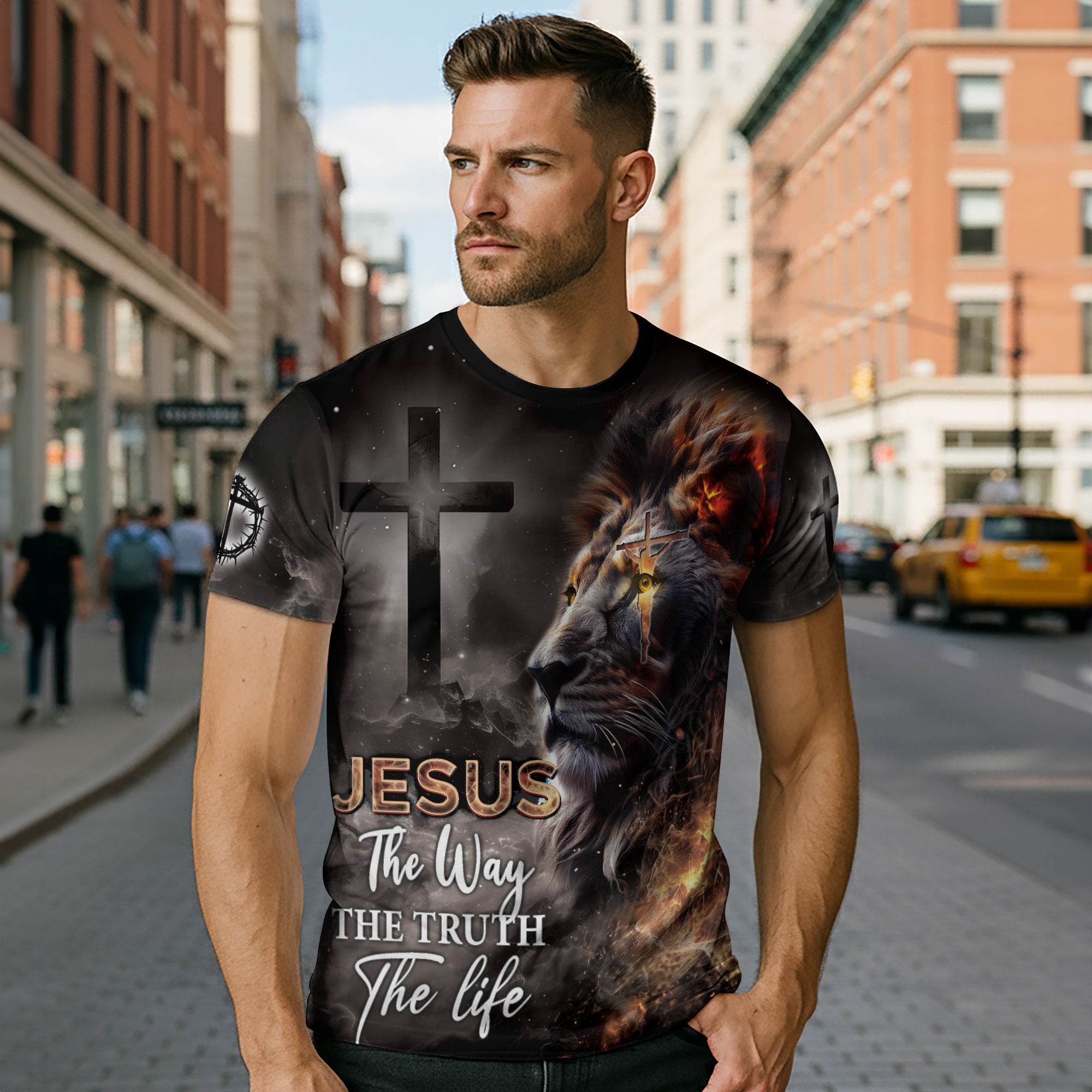 Jesus – The Way, The Truth, The Life | Lion of Judah Double-Sided Tee - Rust Field Wear