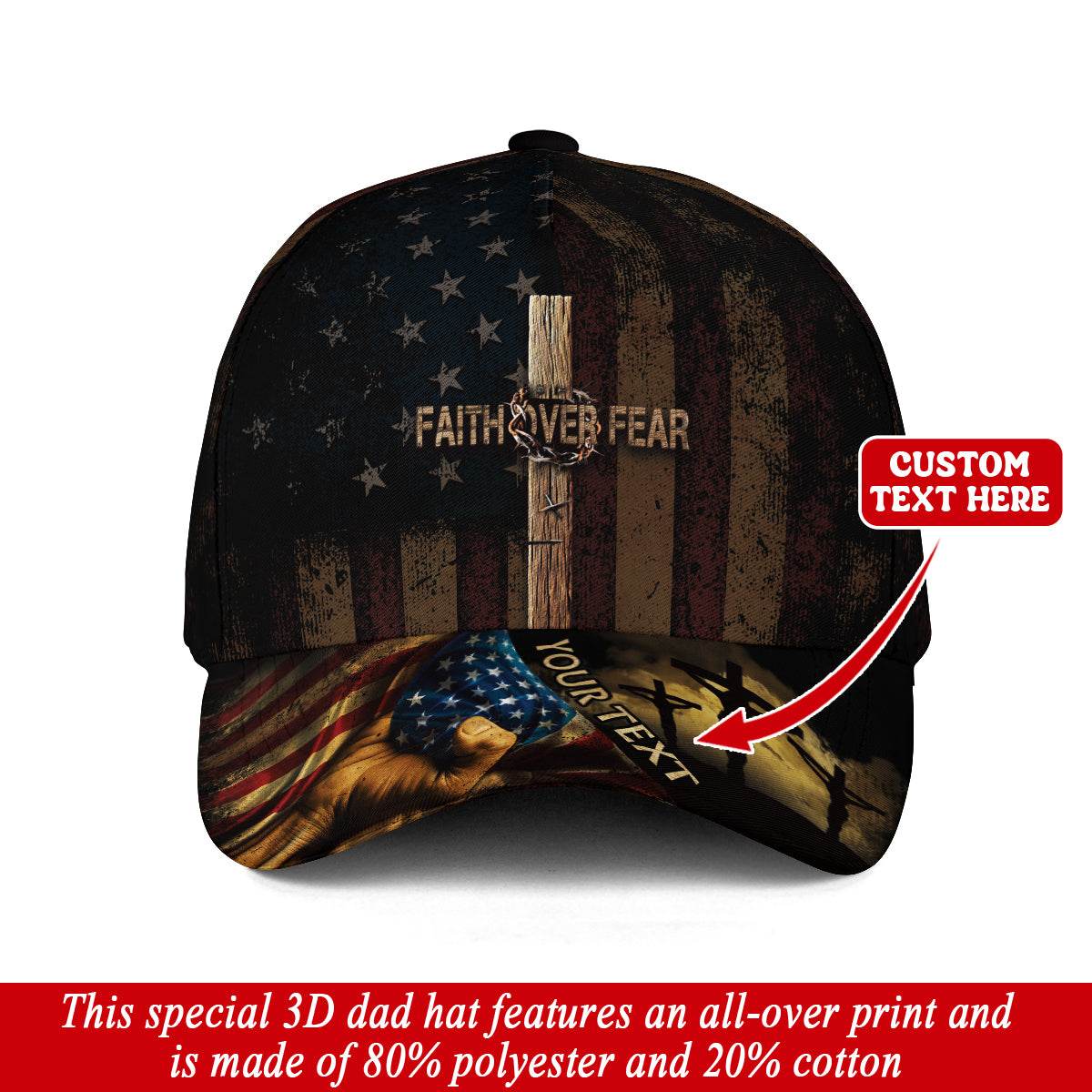 Custom Faith Over Fear American Flag Hat - Rust Field Wear