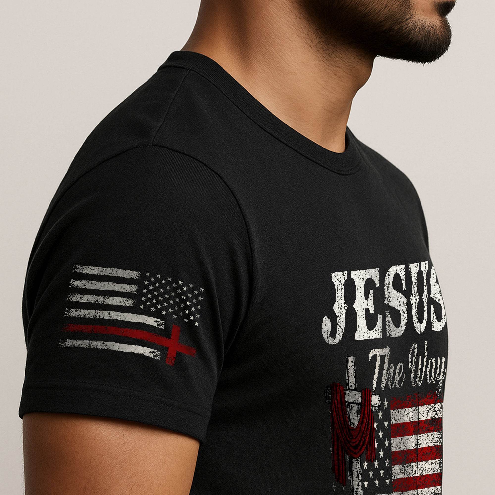 Jesus The Way The Truth The Life Flag Cross T-Shirt - Rust Field Wear