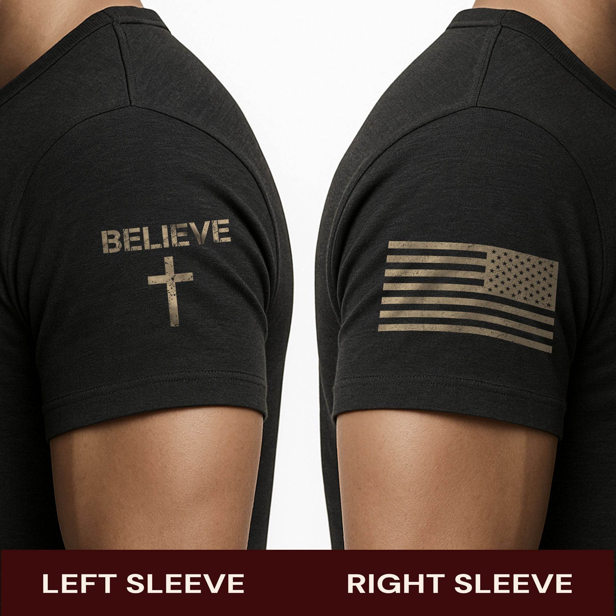 Believe Cross & Dove American Flag T-Shirt - Rust Field Wear