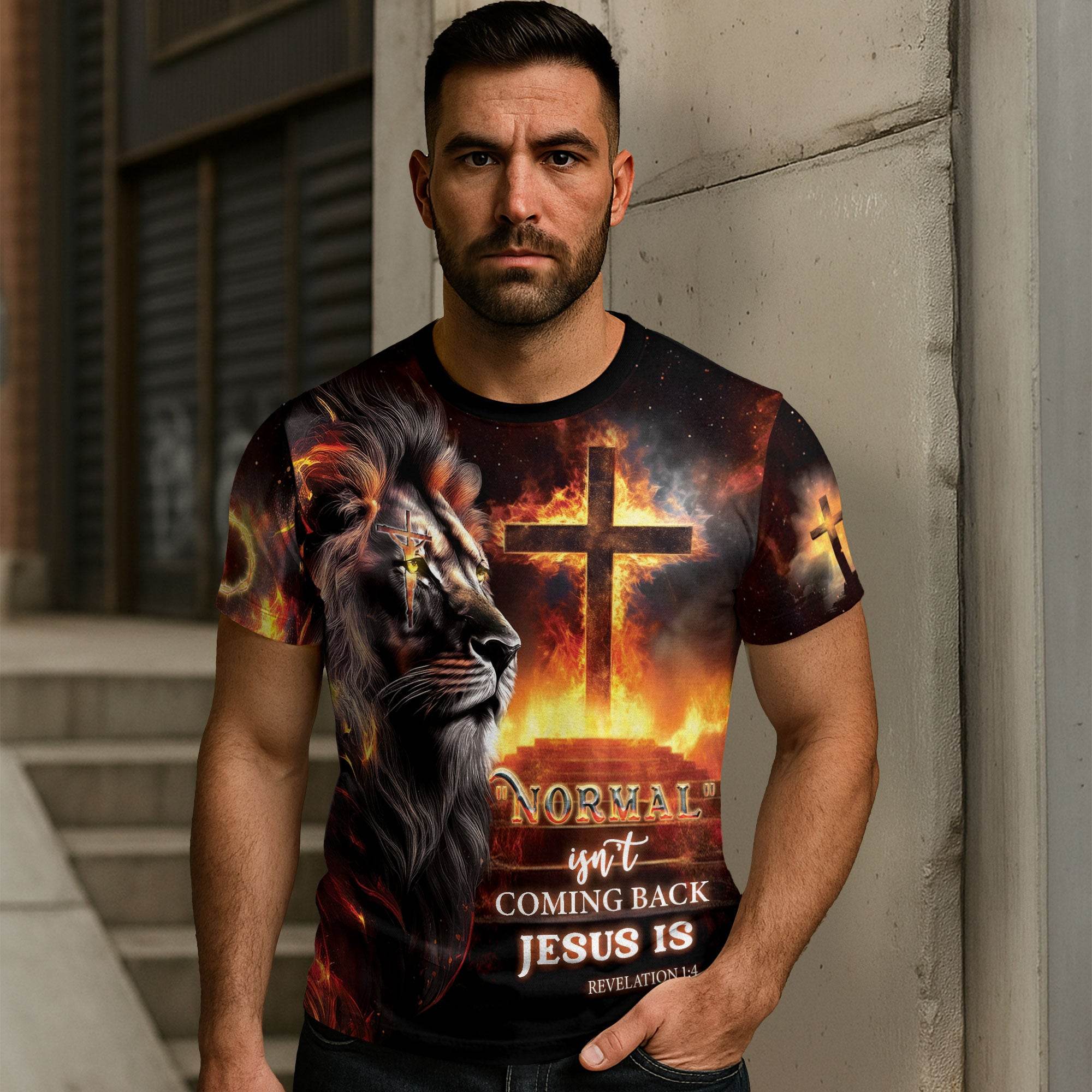 "Jesus Is Coming Back" Forged In Fire Cross And Lion T-Shirt