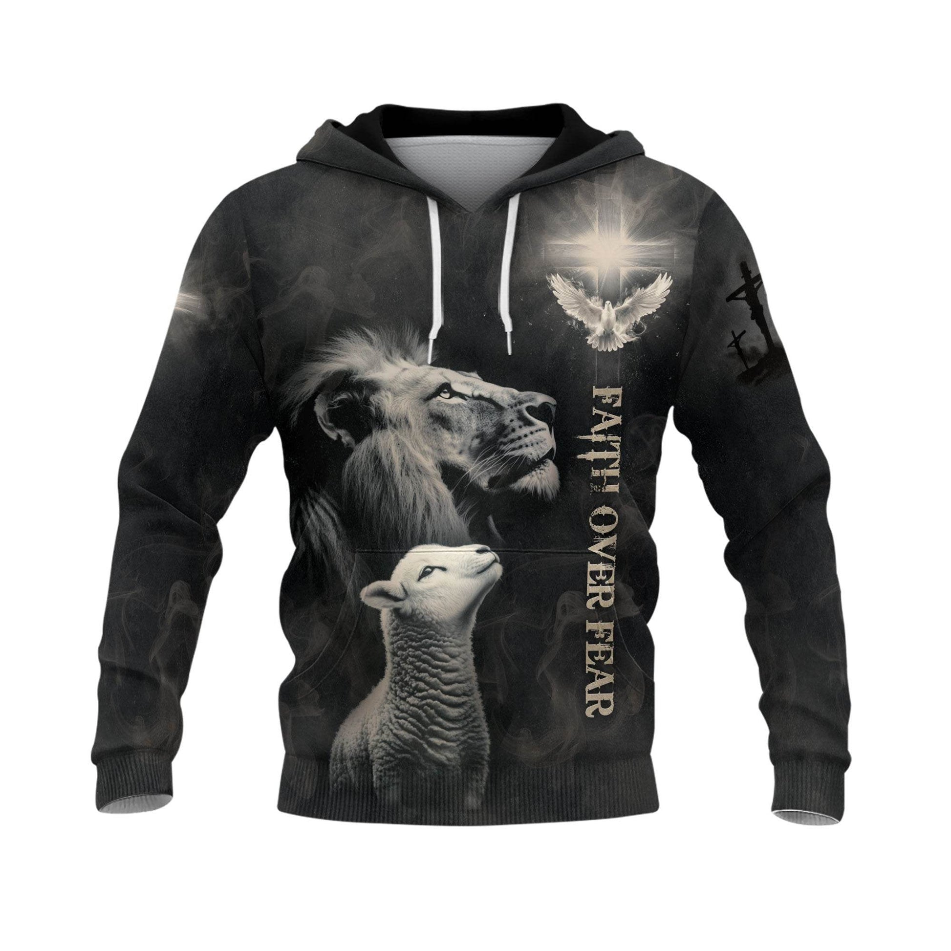 Faith Over Fear The Lion And The Lamb Christian Hoodie - Rust Field Wear