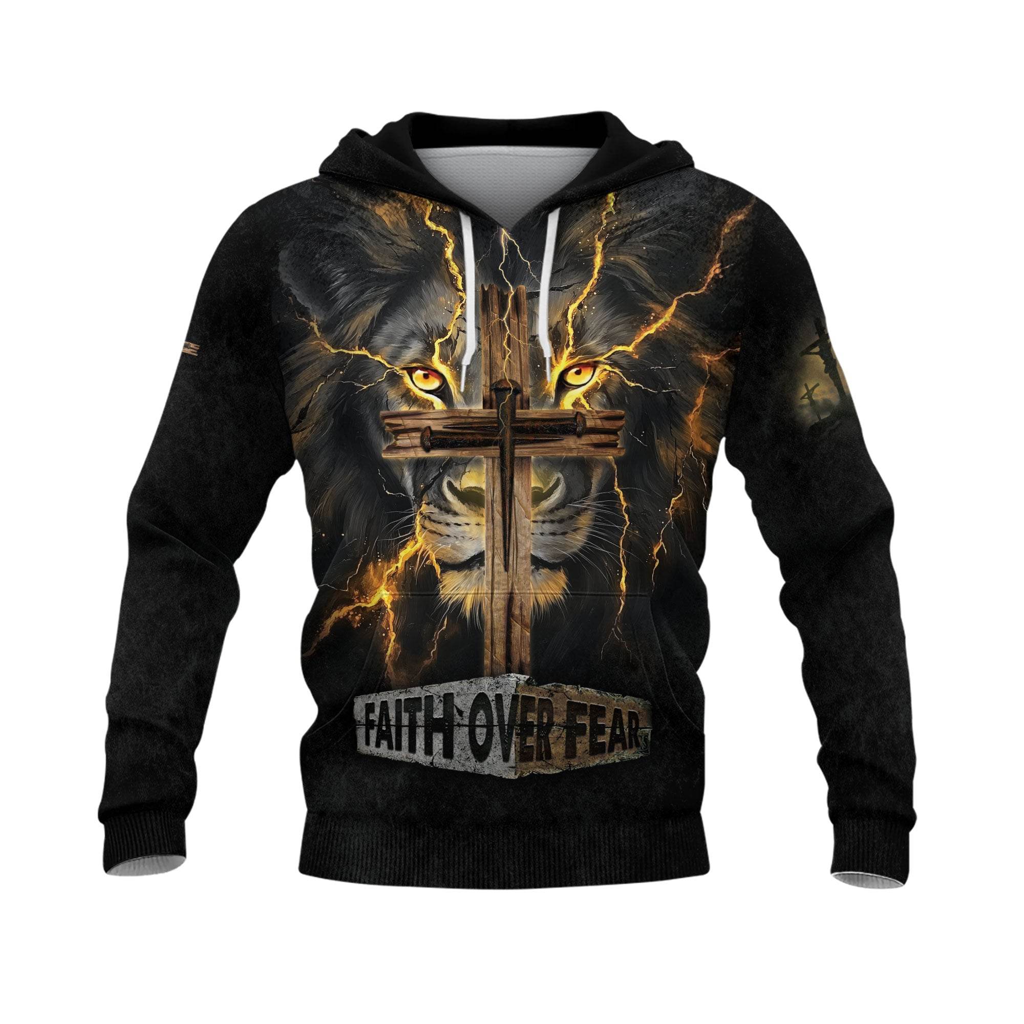 A Fierce Faith "Faith Over Fear" Lion And Lightning Hoodie