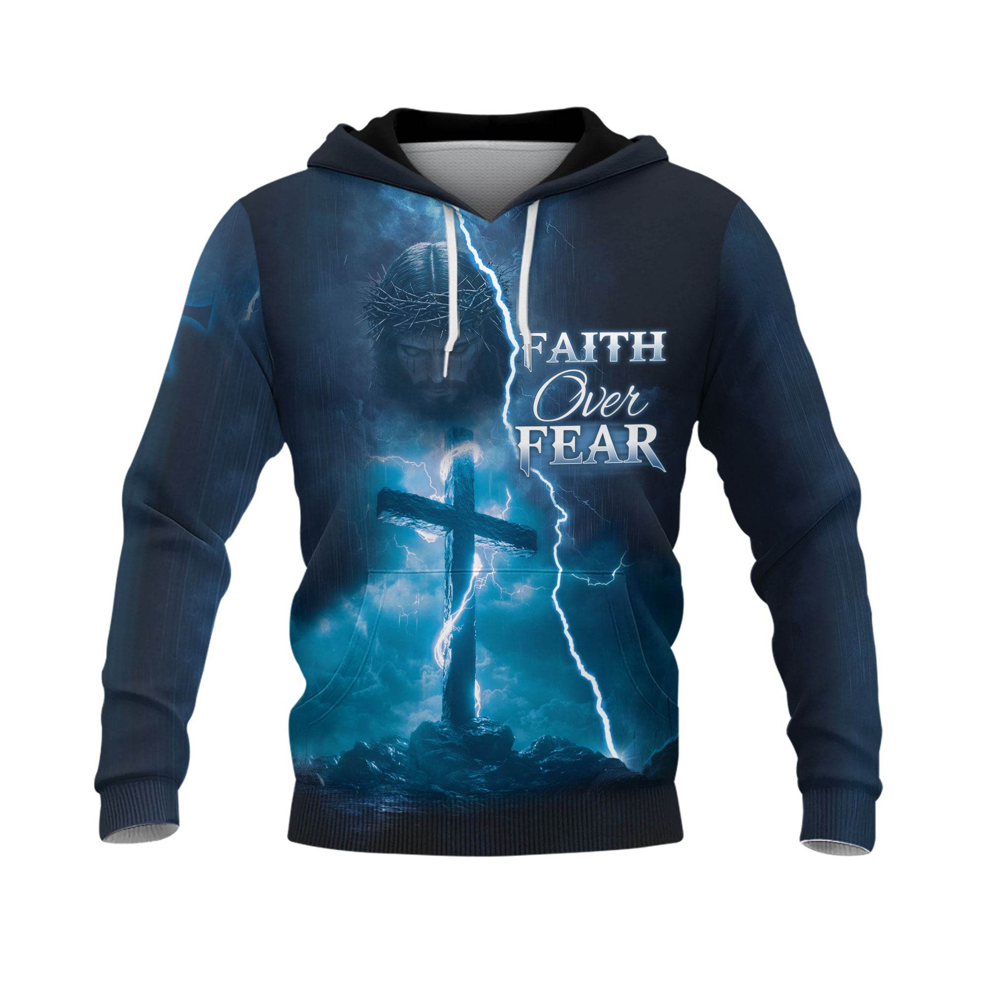 Faith Over Fear The Cross In The Storm Christian Hoodie - Rust Field Wear