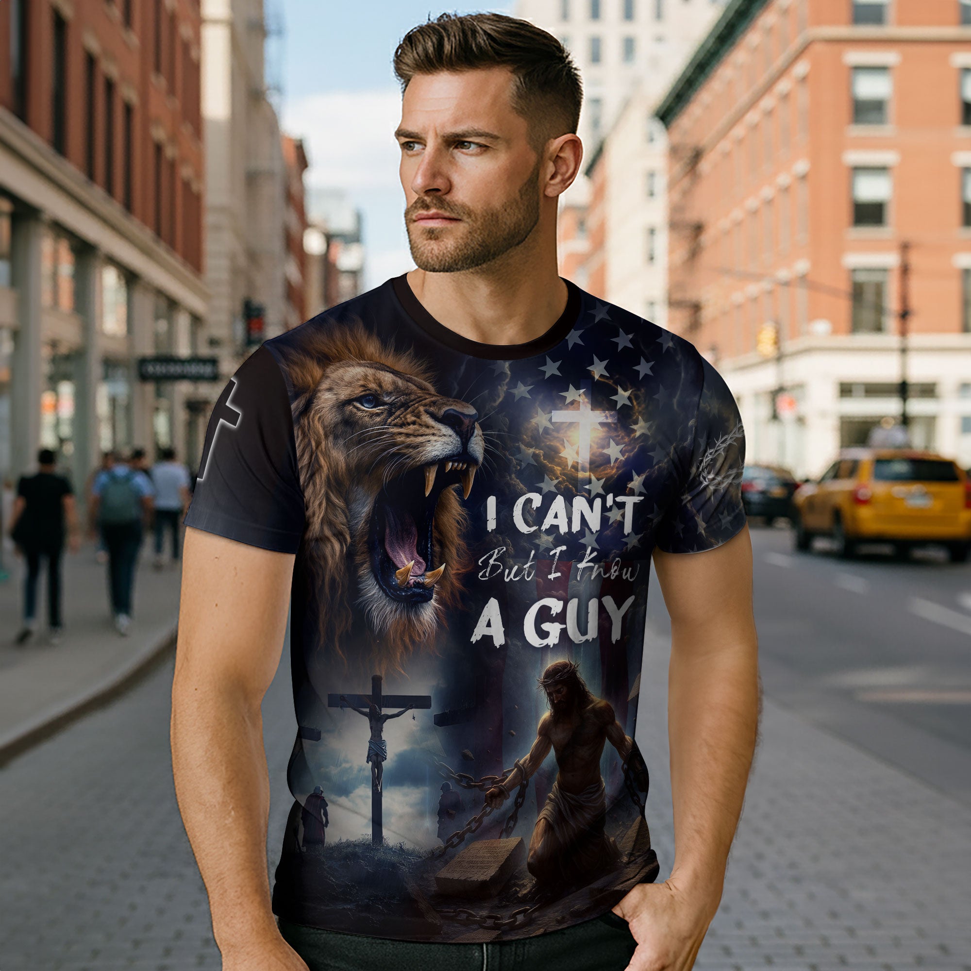 I Can’t But I Know A Guy Jesus Cross Lion and Lamb Redemption T-Shirt