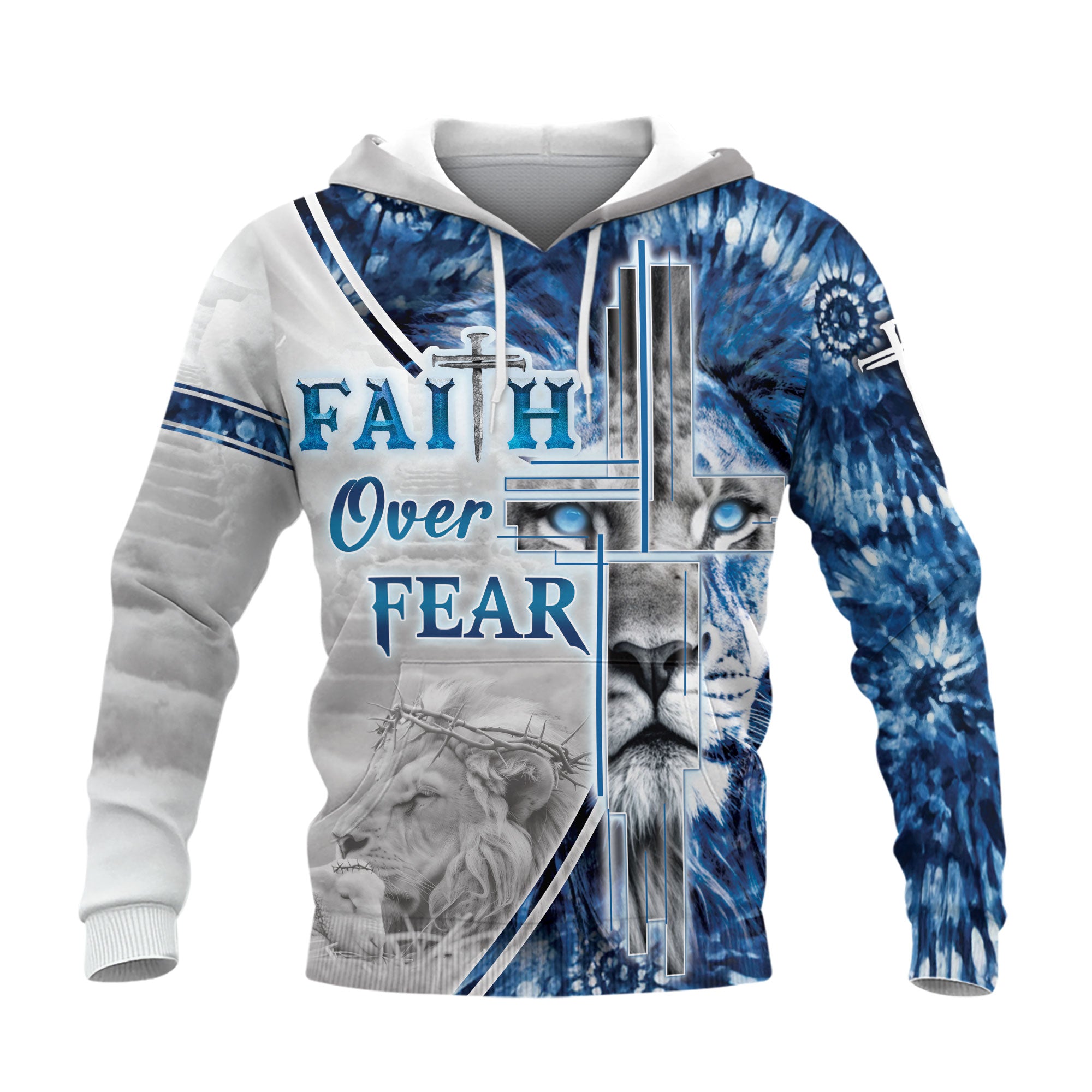 Faith Over Fear Fiery Cross & Lion Hoodie