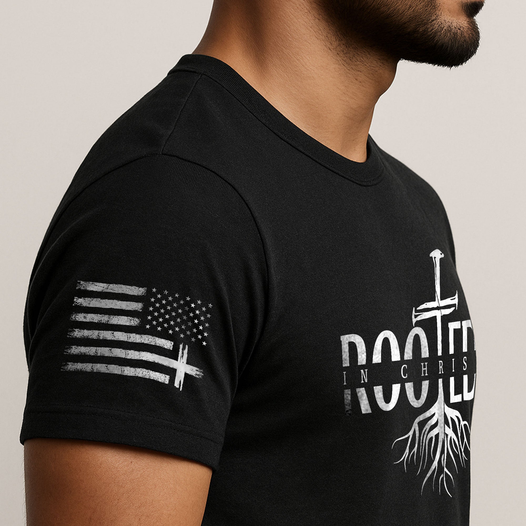 Rooted In Christ Cross Roots Christian T-Shirt