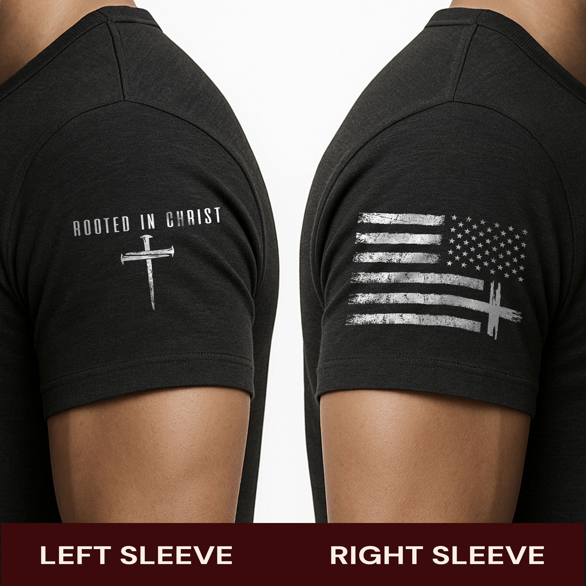 Rooted In Christ Bold Cross Roots Christian T-Shirt