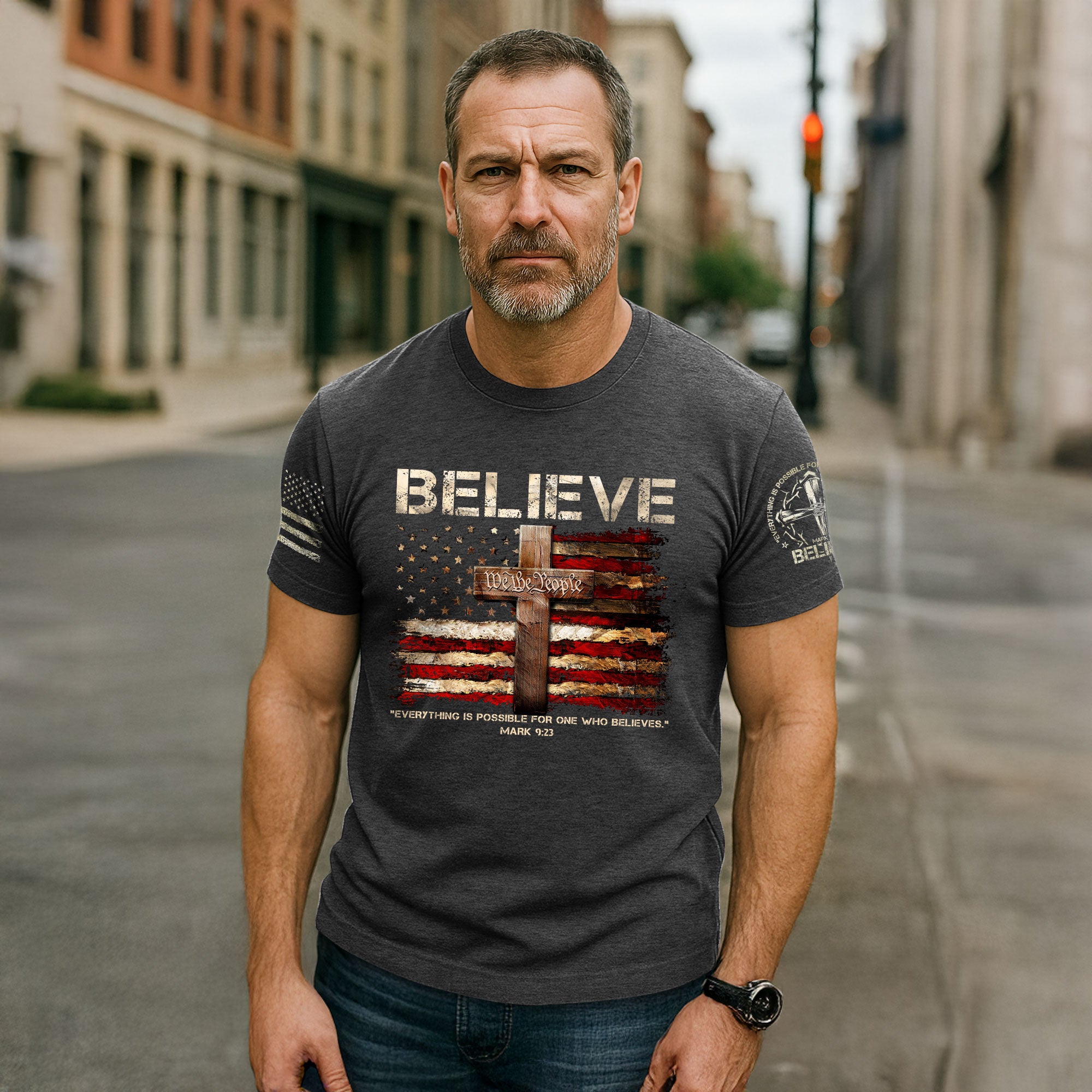 BELIEVE T-Shirt – Faith in Action, Powered by Mark 9:23