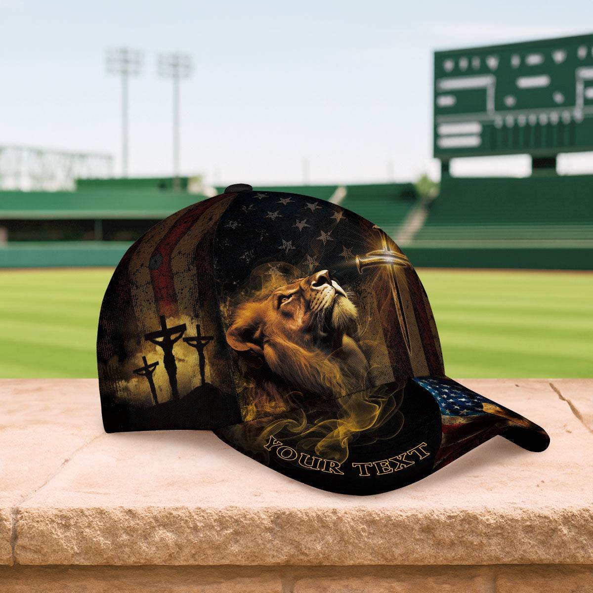 REDEEMED Christian Lion & Sword Hat – American Faith Personalized Edition - Rust Field Wear