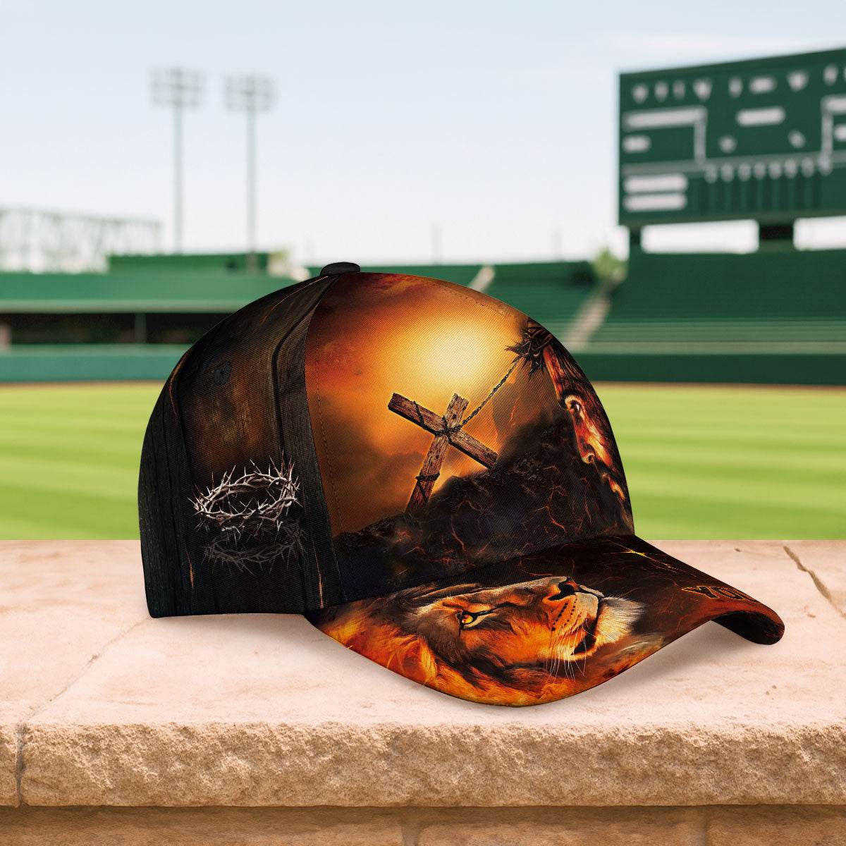 The Cross & The King – Jesus and Lion Christian Customized Hat - Rust Field Wear
