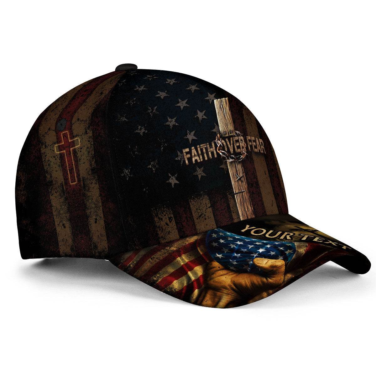 Custom Faith Over Fear American Flag Hat - Rust Field Wear