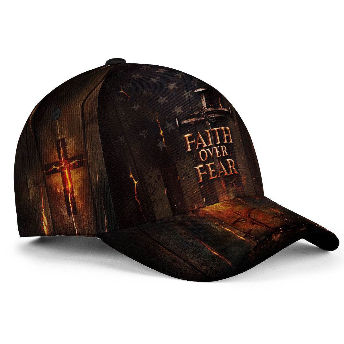 Custom Faith Over Fear Christian Nail Cross Hat - Rust Field Wear