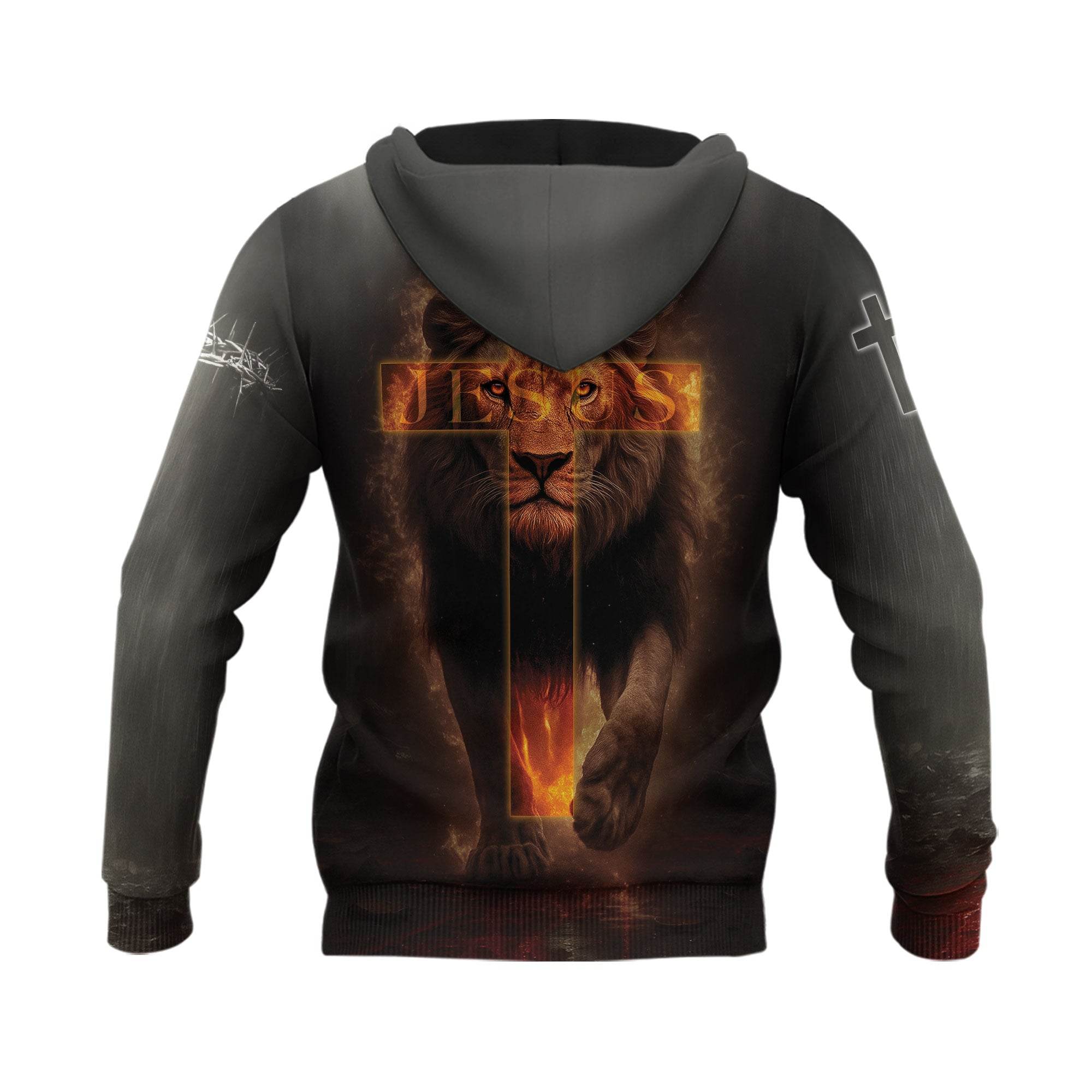 Faith Over Fear Knight & Lion Christian Warrior Hoodie - Rust Field Wear