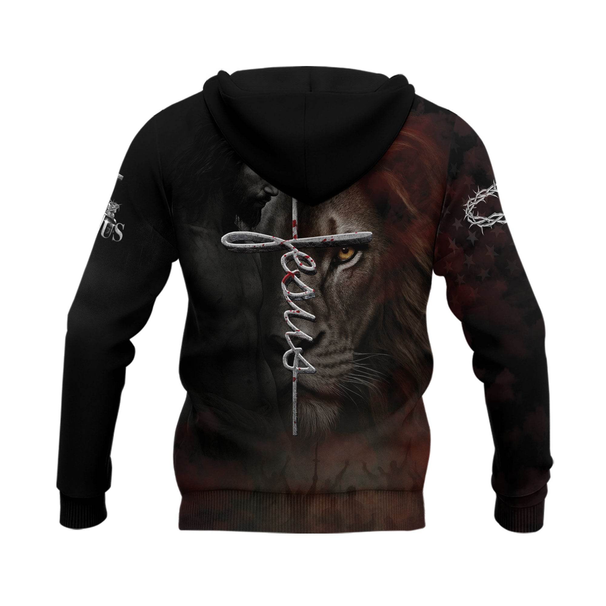 Faith Over Fear Jesus Lion & Cross Christian Hoodie - Rust Field Wear