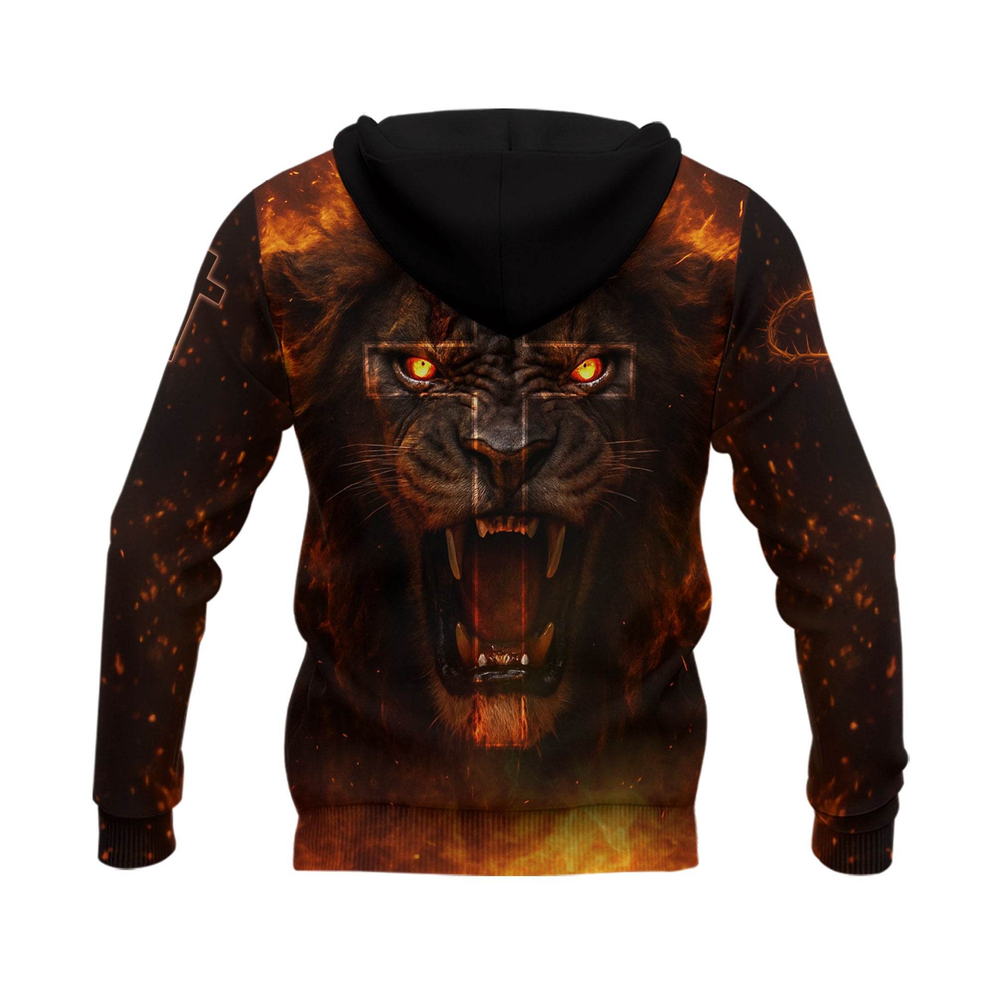 Jesus Loves You Fiery Cross & Lion of Judah Christian Hoodie - Rust Field Wear