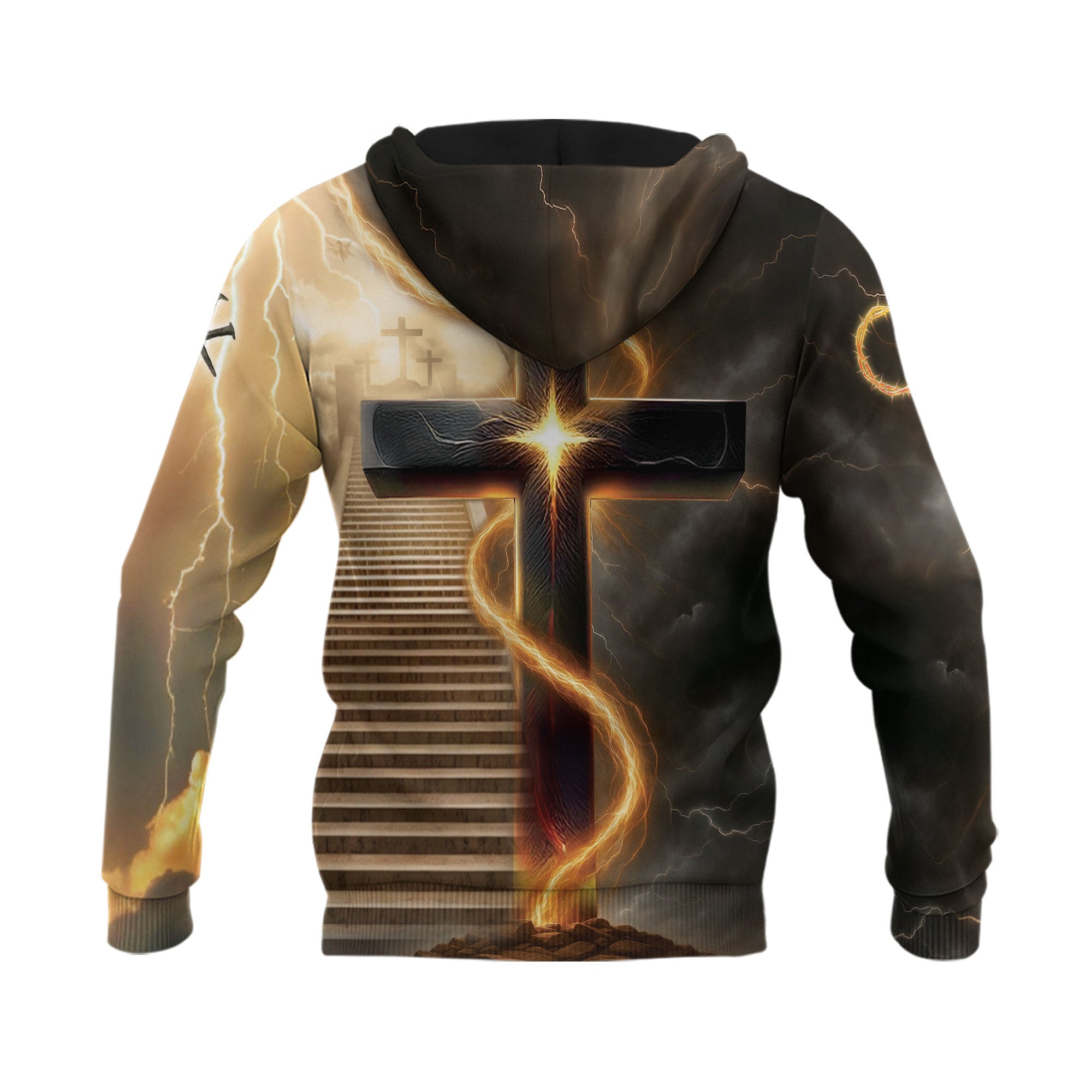 Faith Over Fear Lion and Cross Lightning Hoodie