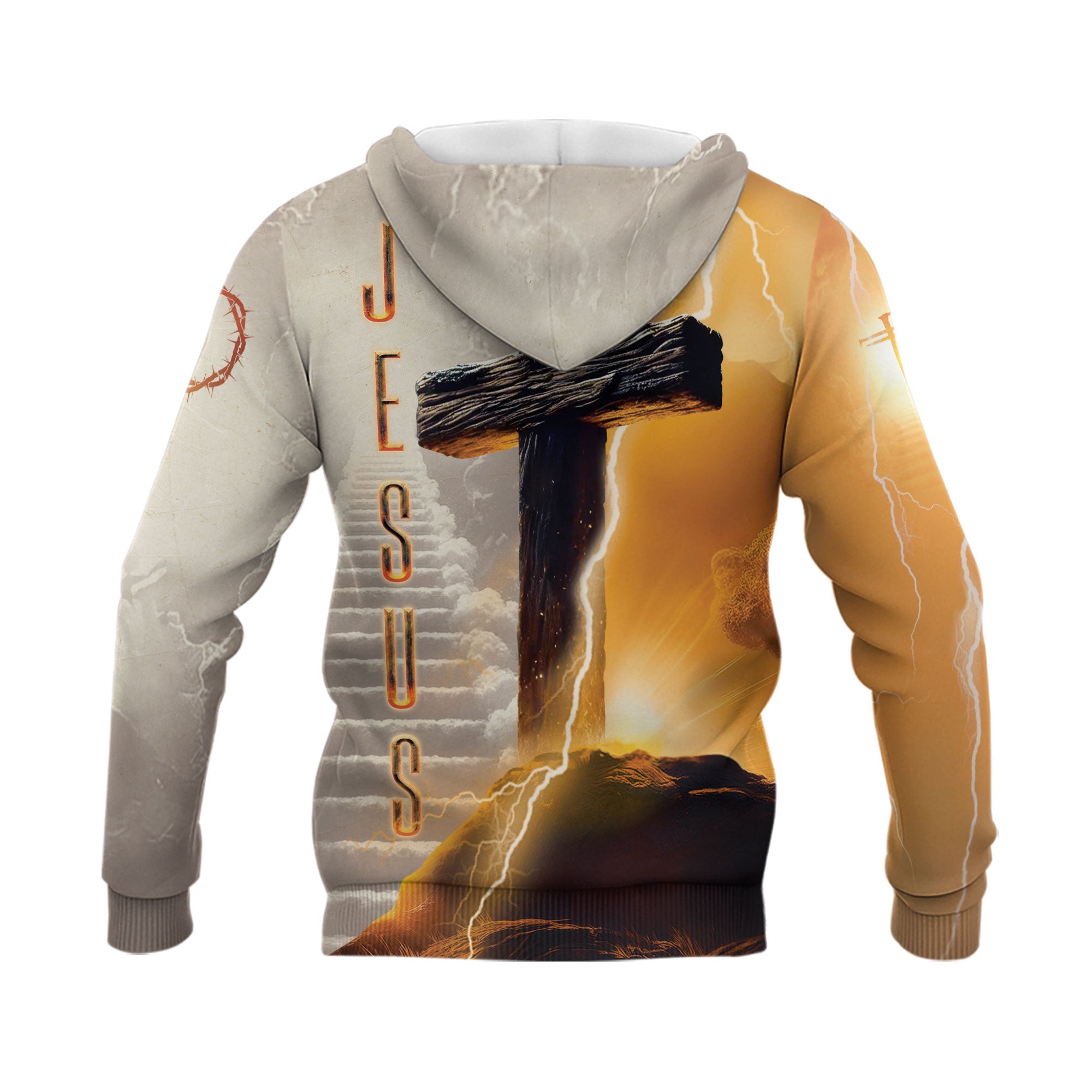 Faith Over Fear Lion and Cross Lightning Christian Hoodie