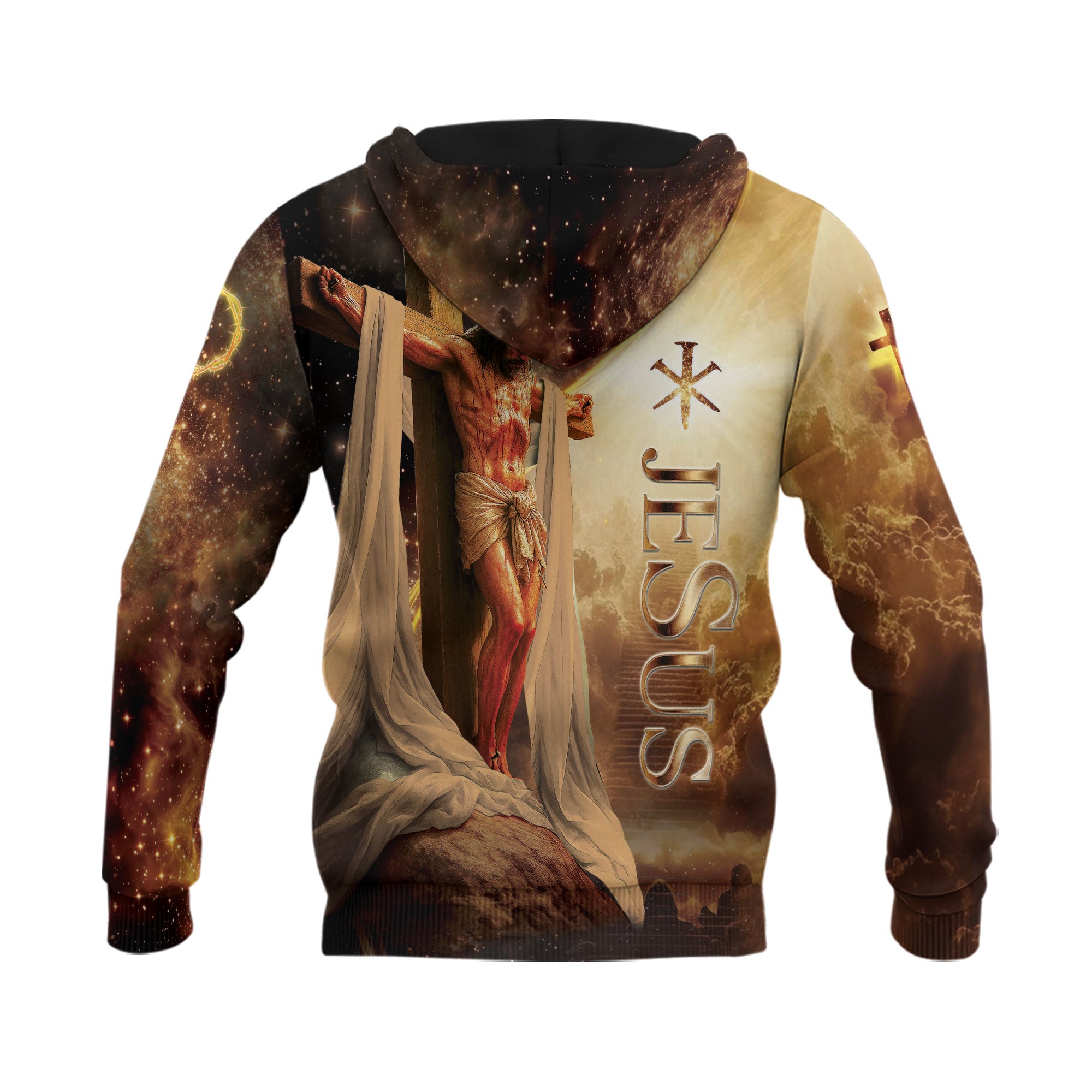 Faith Over Fear Lion & Cross with Crucifixion Scene Hoodie