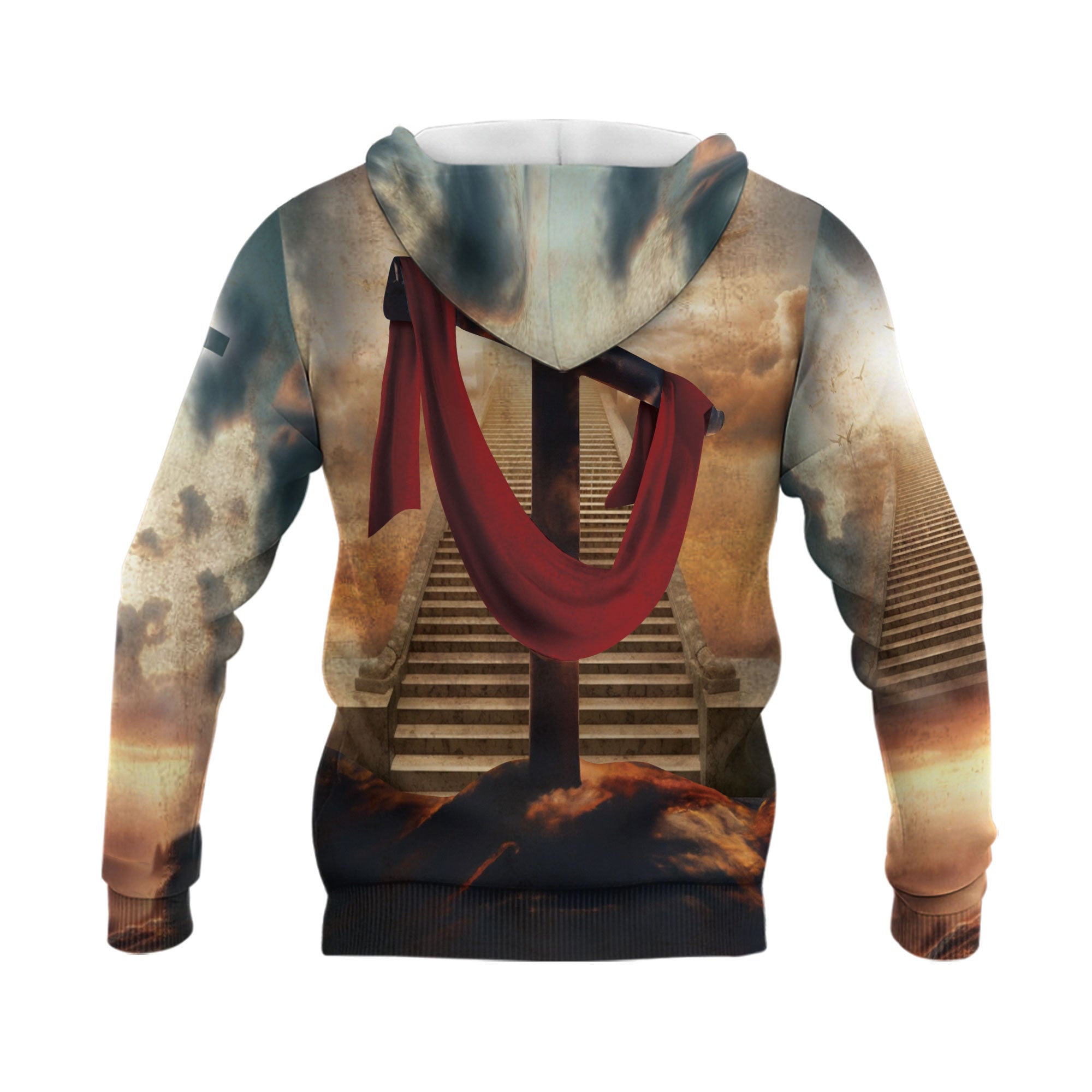 Faith Over Fear Lion and Cross with Red Cloth Christian Hoodie