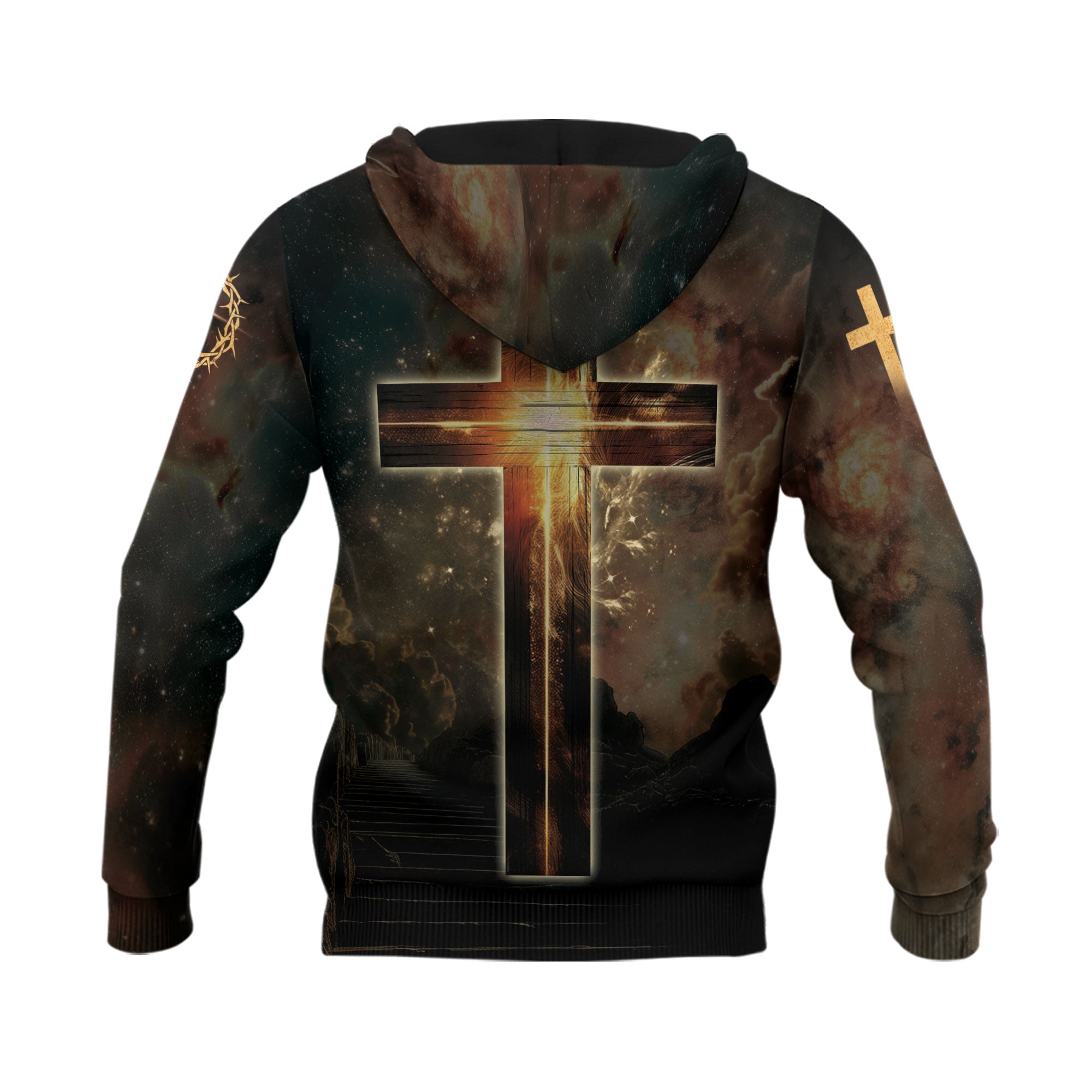 Faith Over Fear Lion & Cross Galaxy Glow Hoodie