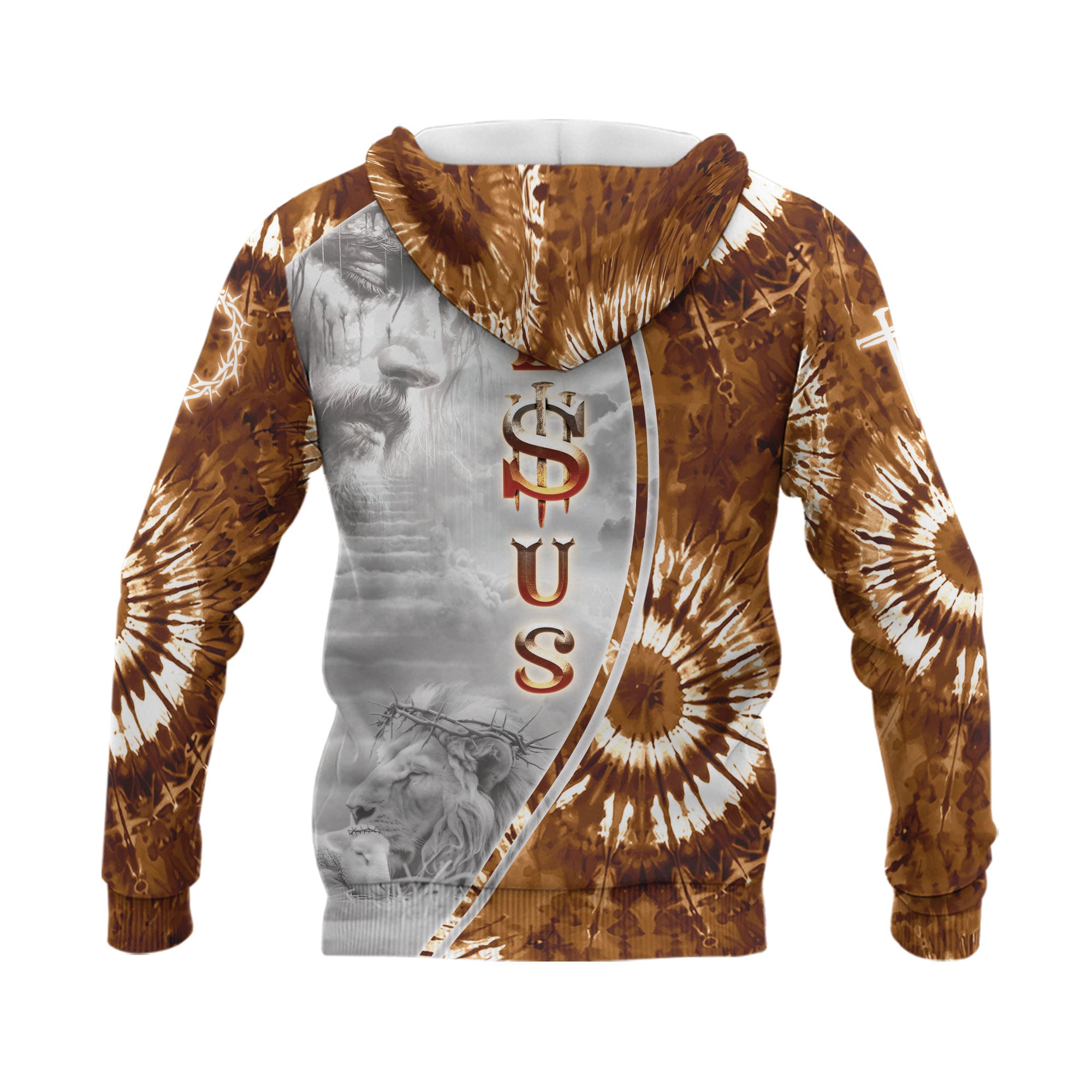 Faith Over Fear Lion & Jesus Crown of Thorns Hoodie