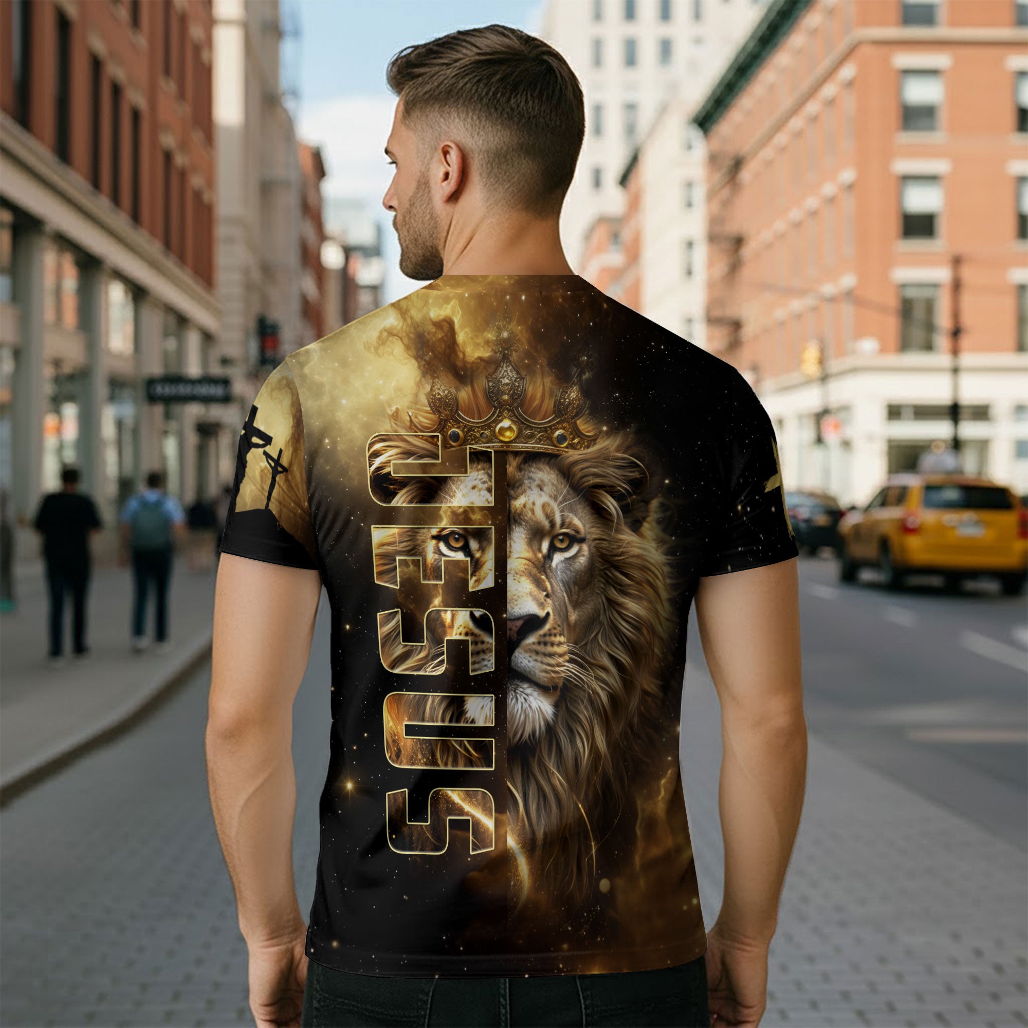 Faith Over Fear Lion of Judah Christian T-Shirt – Golden Glory Edition