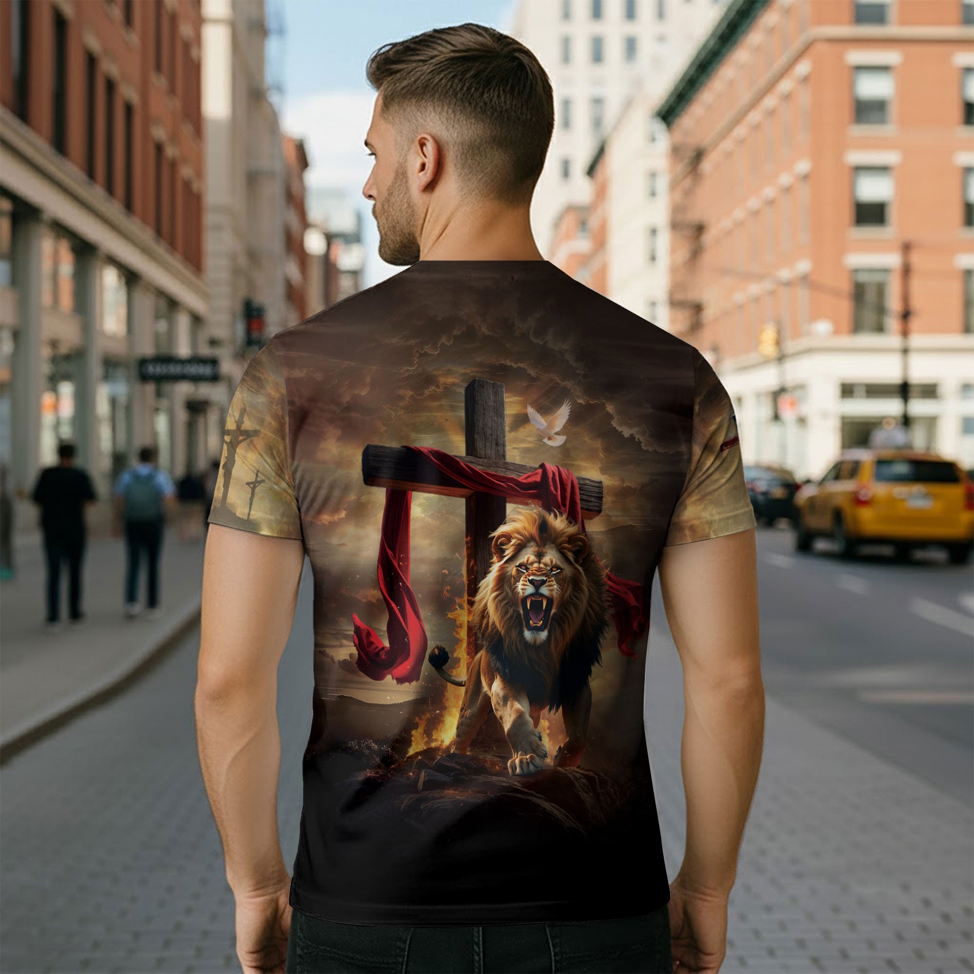 Redeemed Christian T-Shirt Lion Cross Lamb Faith Design