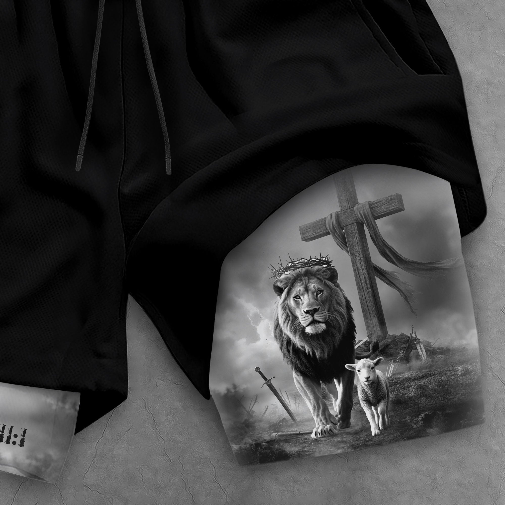 Psalm 27 1 Lion and Lamb Christian Gym Shorts Faith Over Fear