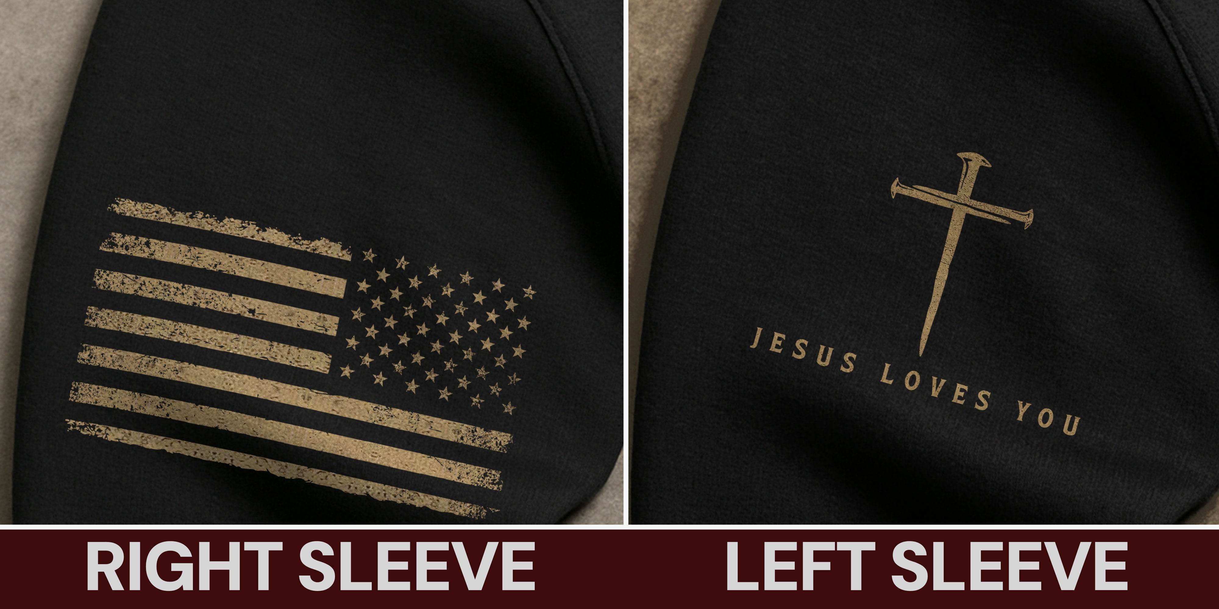 From Sacrifice To Glory "Jesus Loves You" Cross And Flag Hoodie