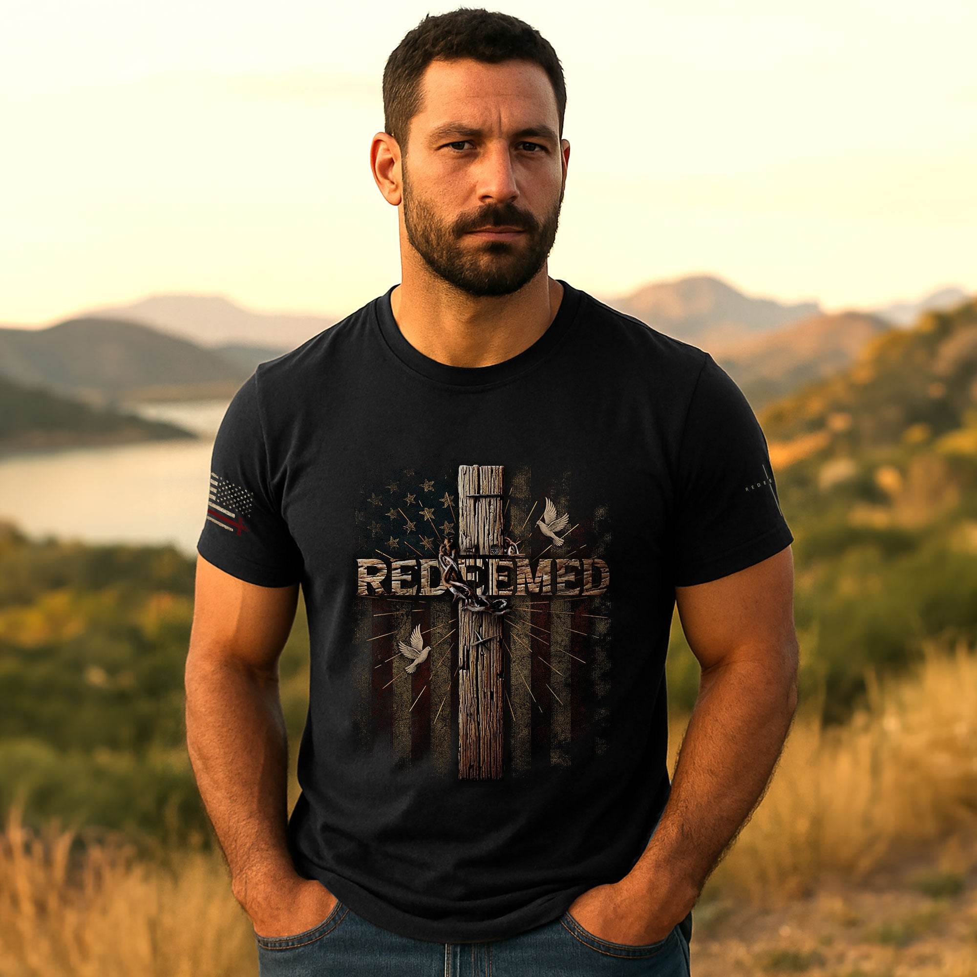 Redeemed & Set Free – Christian Freedom Tee - Rust Field Wear