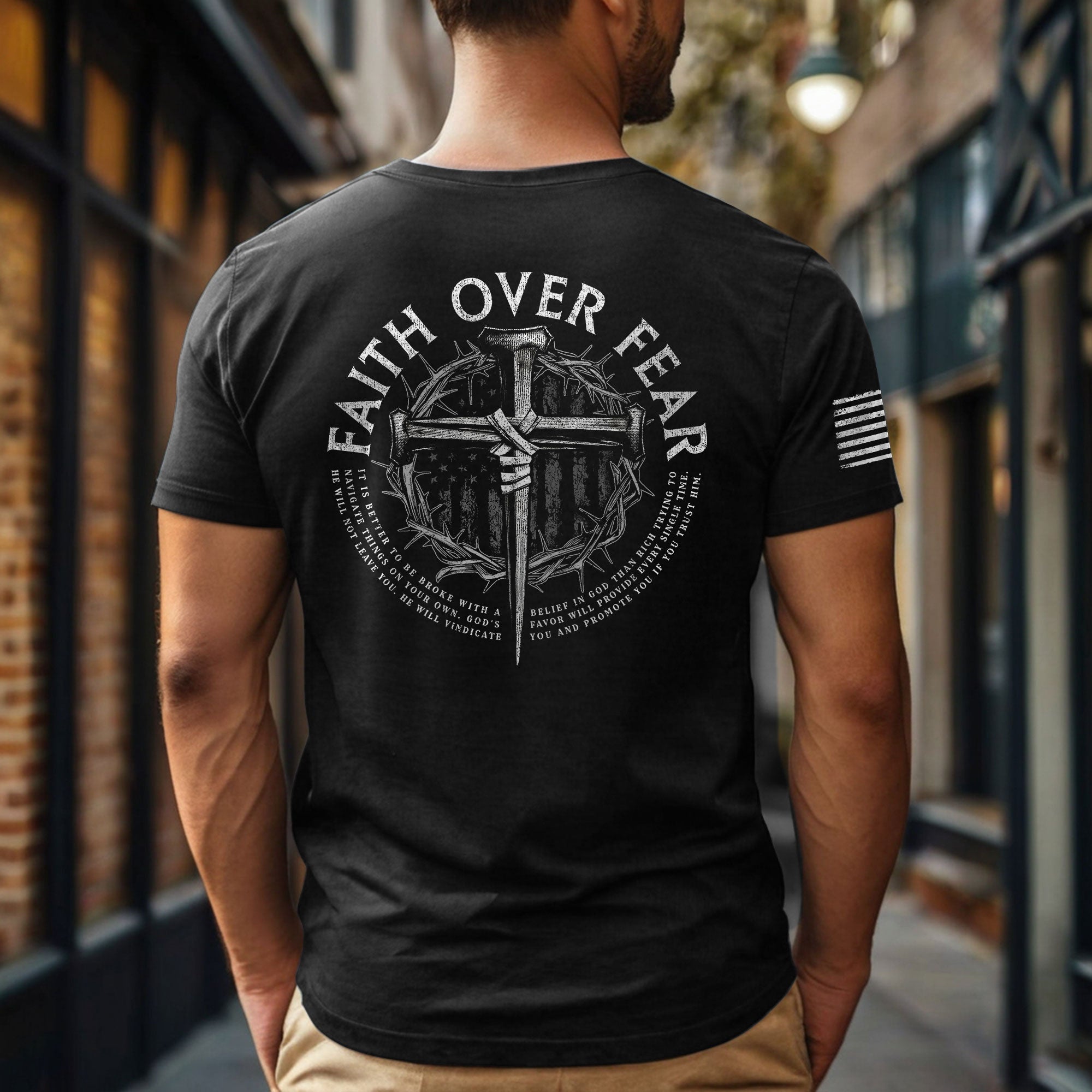 American Patriot Cross Faith Over Fear Tee