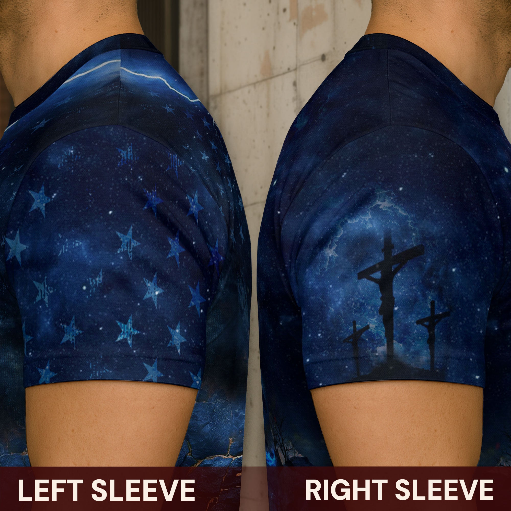 Faith Over Fear Blue Fire Lion And Crucifixion T-Shirt