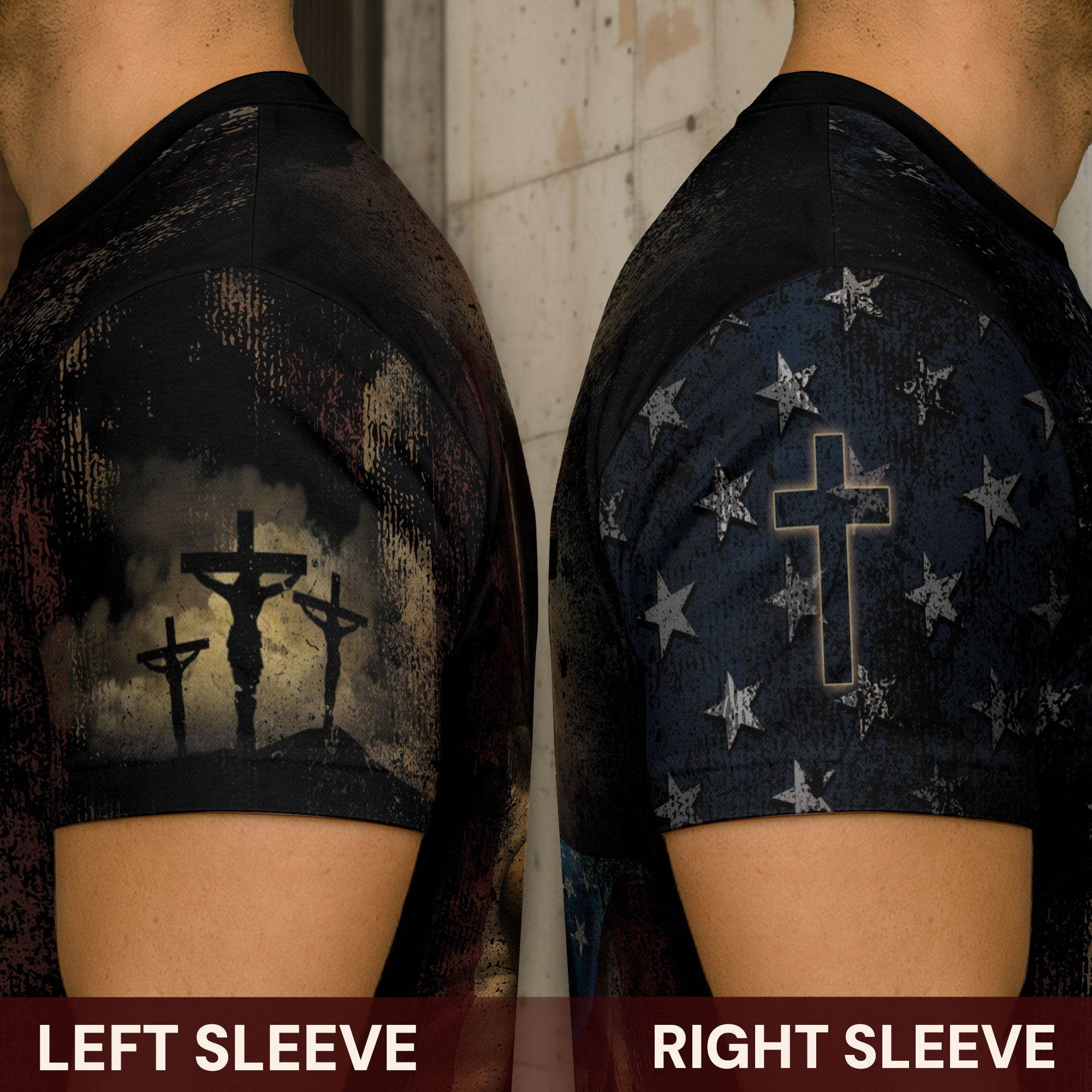 Believe in the Cross | American Christian Faith Tee with Crucified Savior - Rust Field Wear