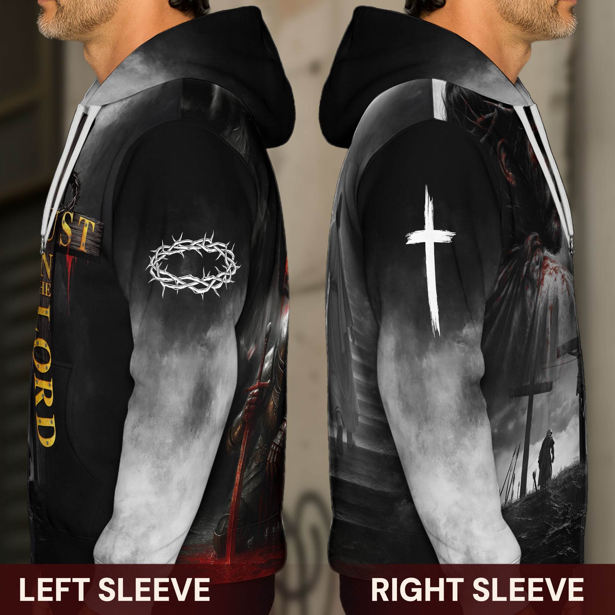 Trust In The Lord Cross & Lion Warrior Christian Hoodie - Rust Field Wear