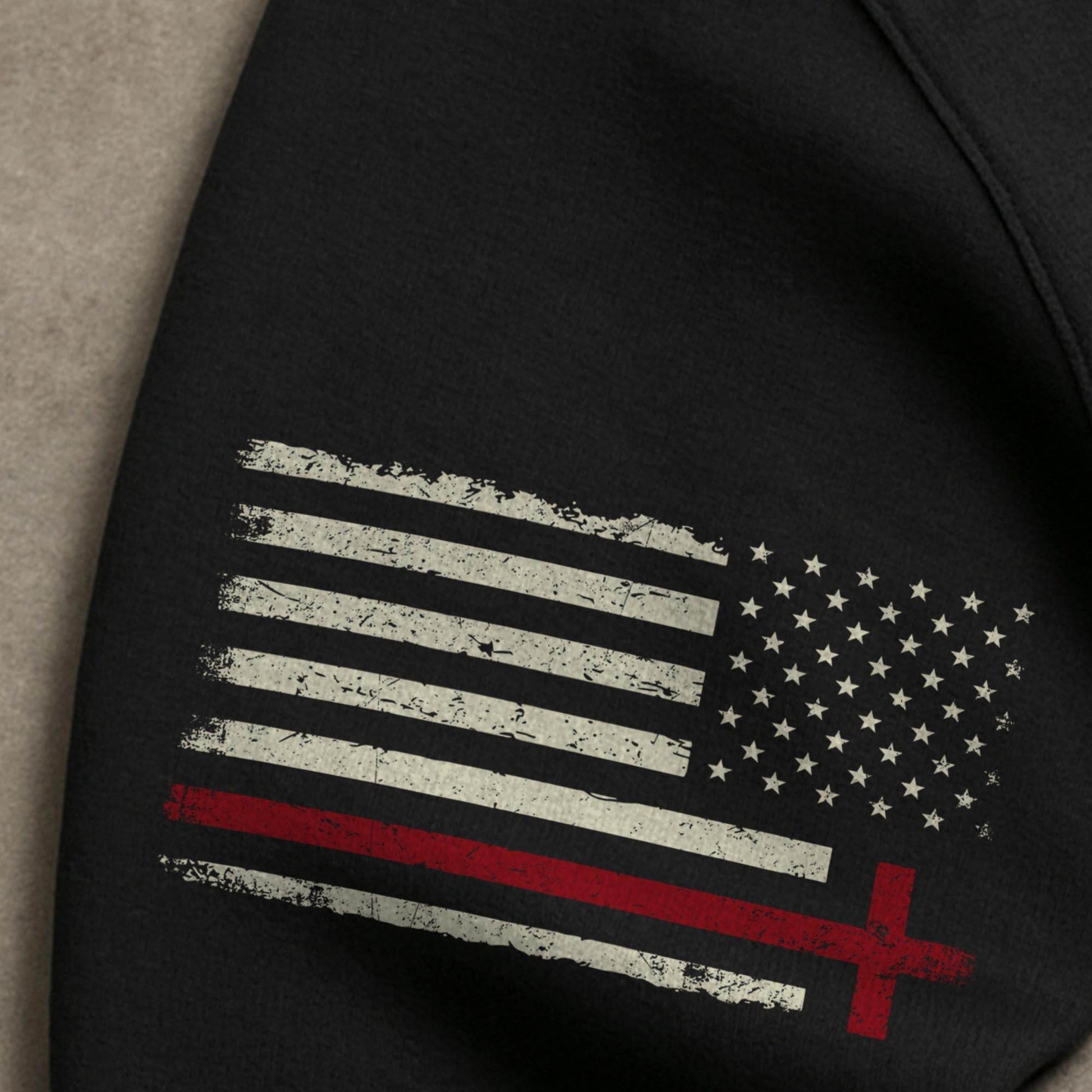 Faith Over Fear Hoodie – Cross & American Flag Front Back Print - Rust Field Wear