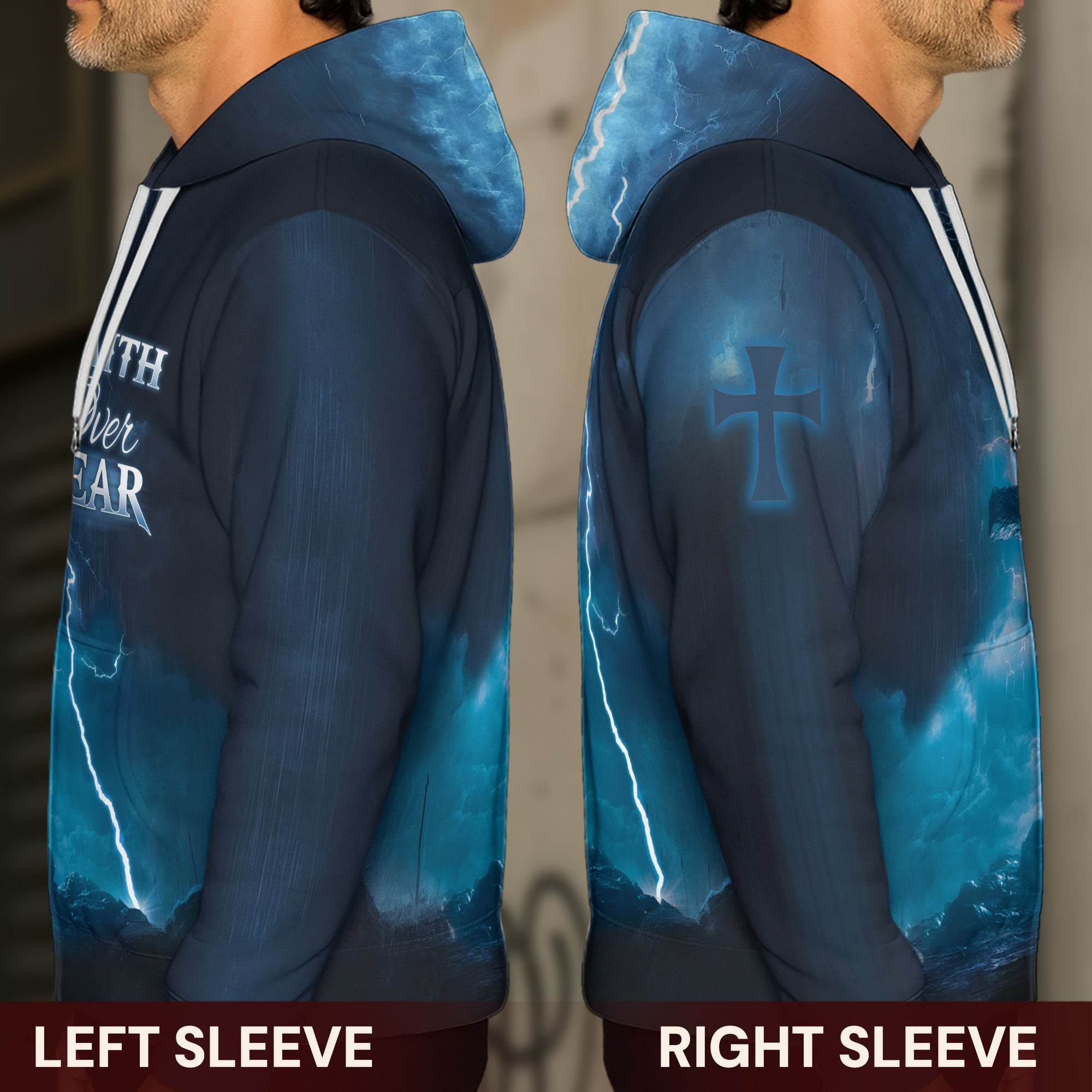 Faith Over Fear The Cross In The Storm Christian Hoodie - Rust Field Wear