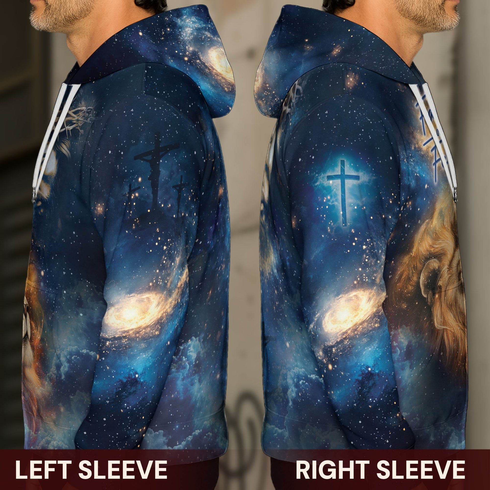 Faith Over Fear Cosmic Lion And Jesus Christian Hoodie - Rust Field Wear