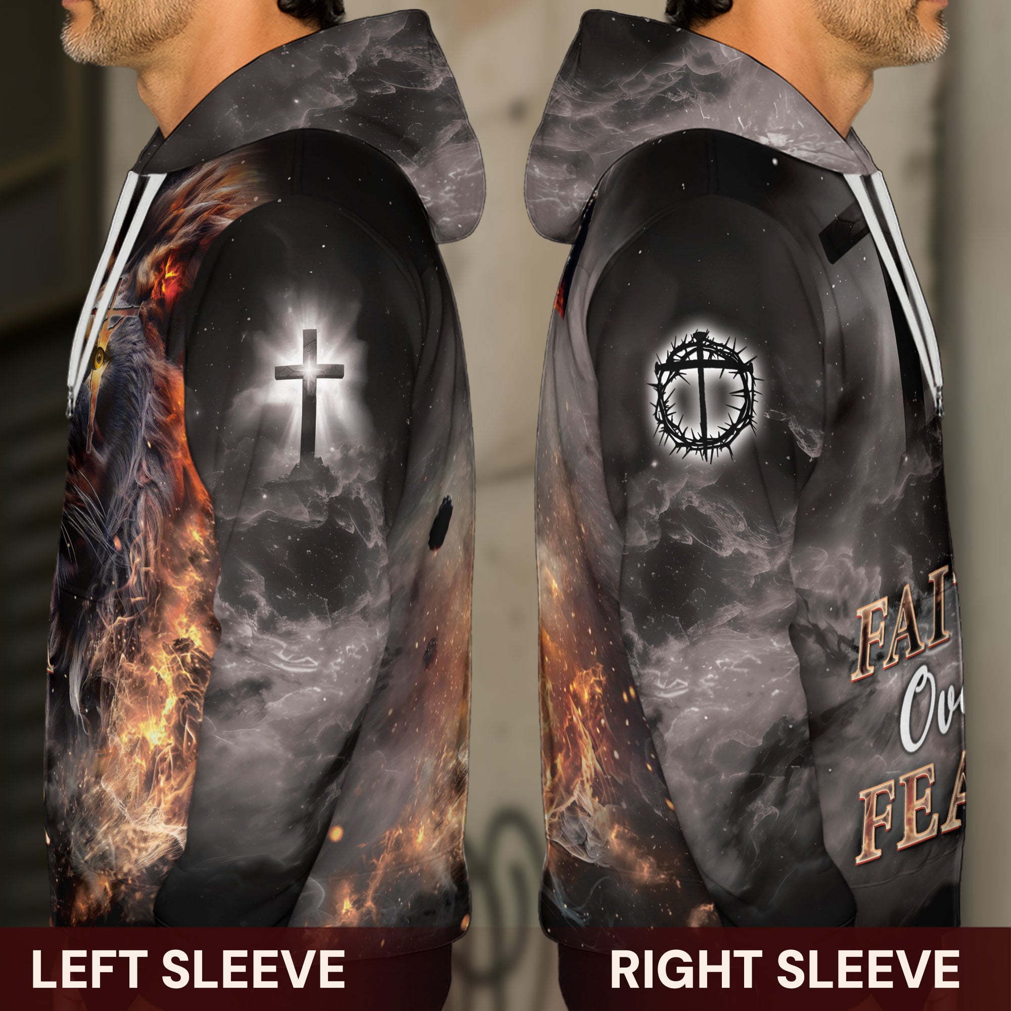 Faith Over Fear Lion Cross Hoodie