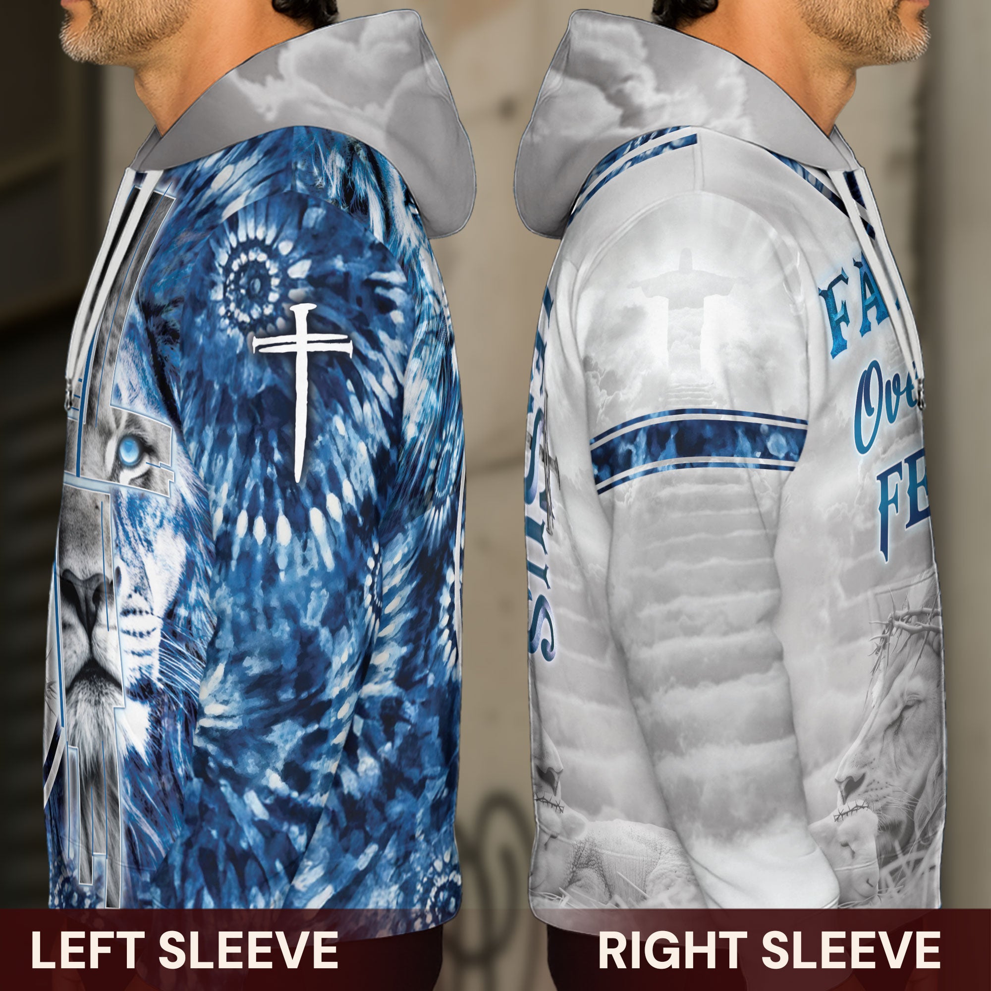 Faith Over Fear Fiery Cross & Lion Hoodie