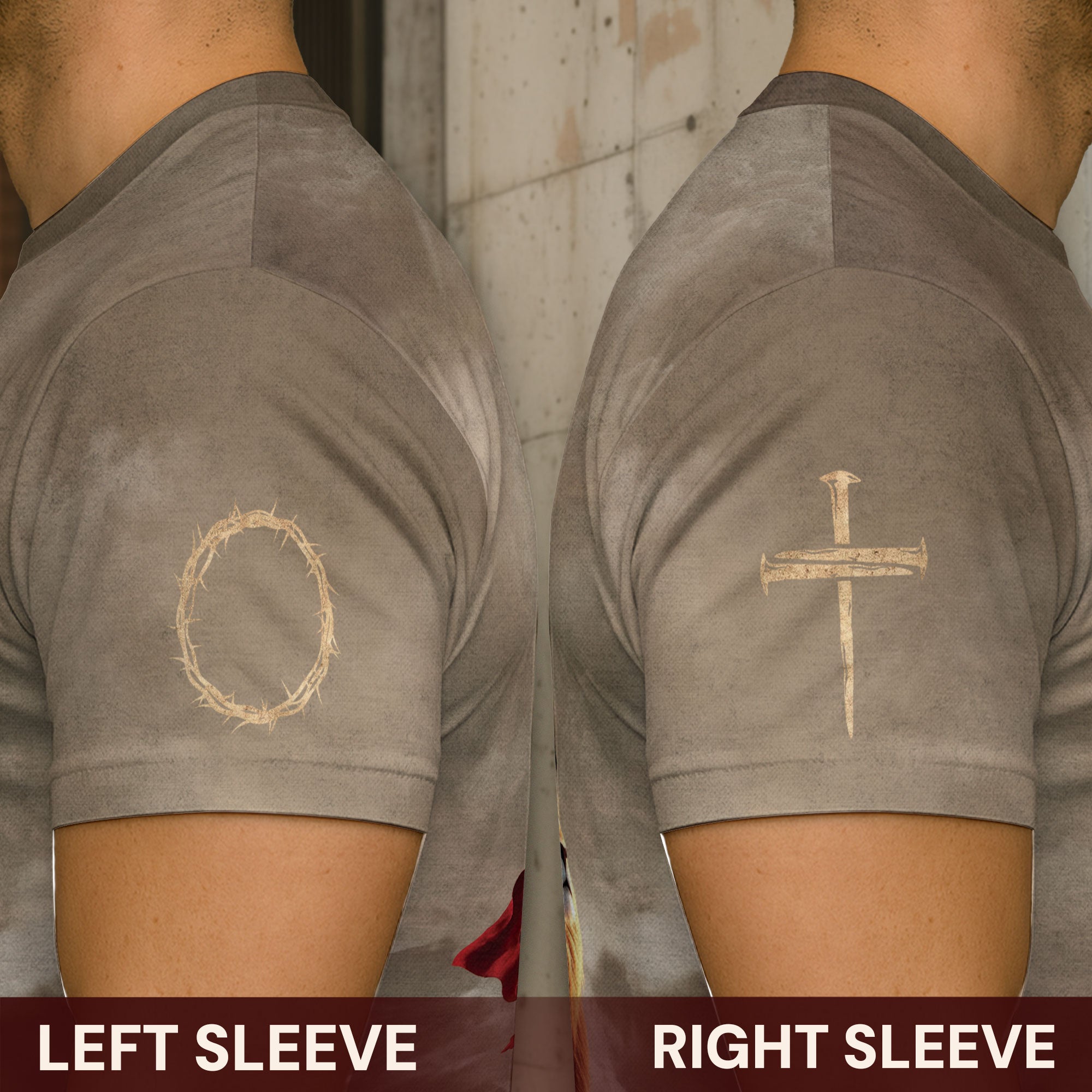 Faith Over Fear Christian T-Shirt Lion Cross Desert Light Design