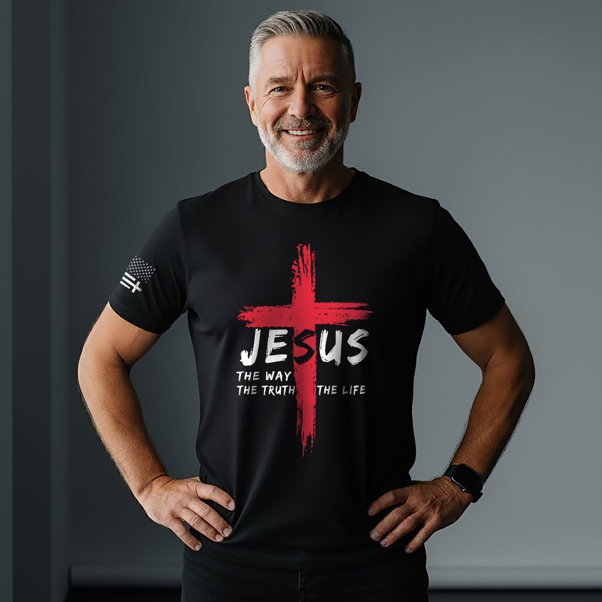 Jesus The Way The Truth The Life Red Cross Christian T-Shirt