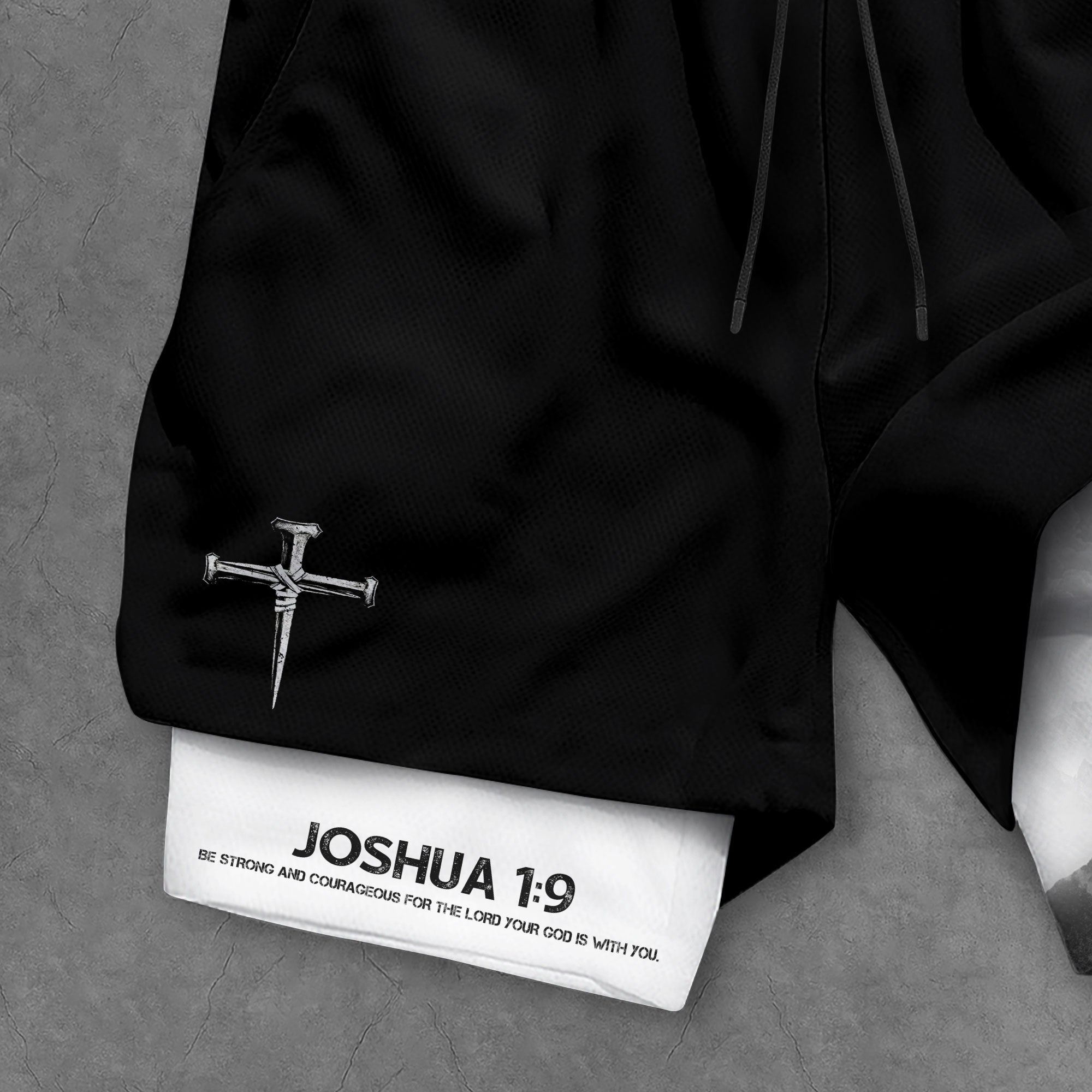Joshua 1 9 Cross Mountain Christian Gym Shorts Faith Strength