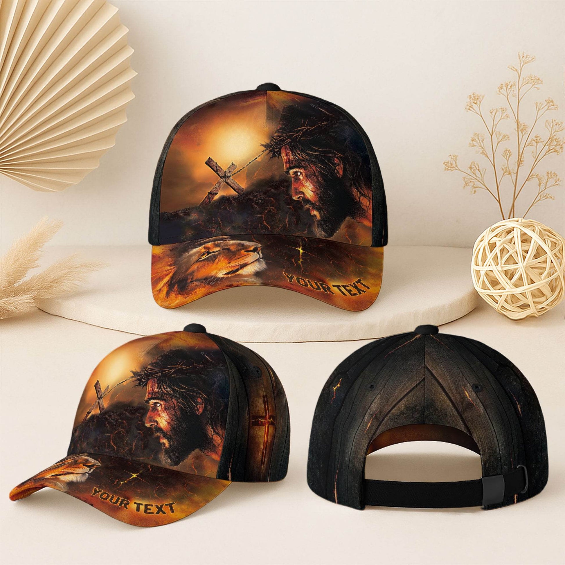 The Cross & The King – Jesus and Lion Christian Customized Hat - Rust Field Wear