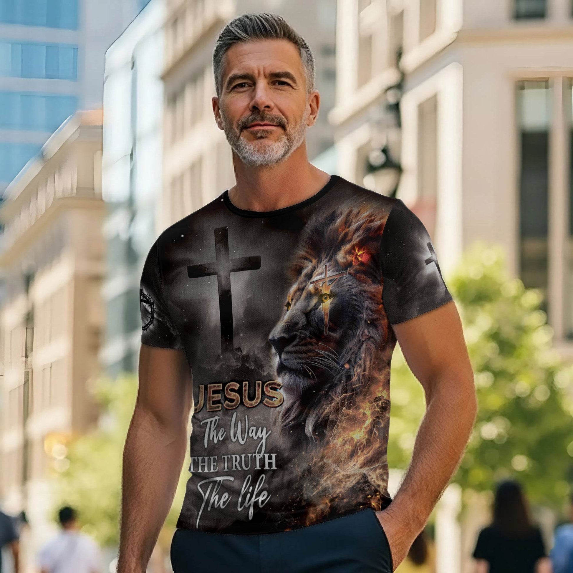 Jesus – The Way, The Truth, The Life | Lion of Judah Double-Sided Tee - Rust Field Wear
